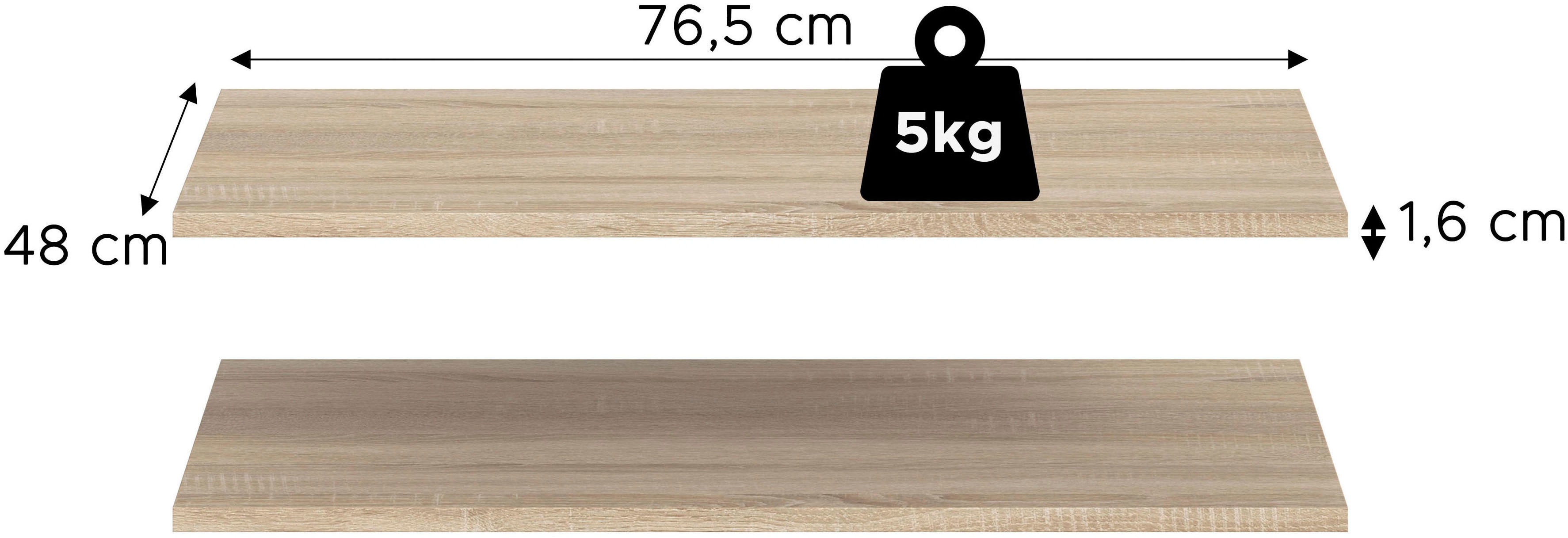 Home affaire Einlegeboden "2er Set, Breite 77 cm" 2 Stk. tlg. Skarde, Einlegeboden 2er Set, 77 cm