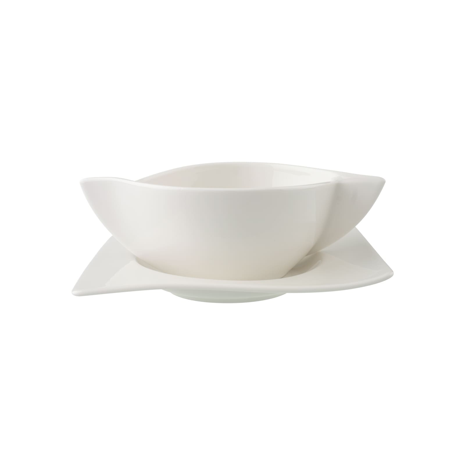 Villeroy & Boch Tasse "Suppentasse mit Untertasse NewWave 260 ml weiß" Spülmaschinengeeignet, Mikrowellengeeignet