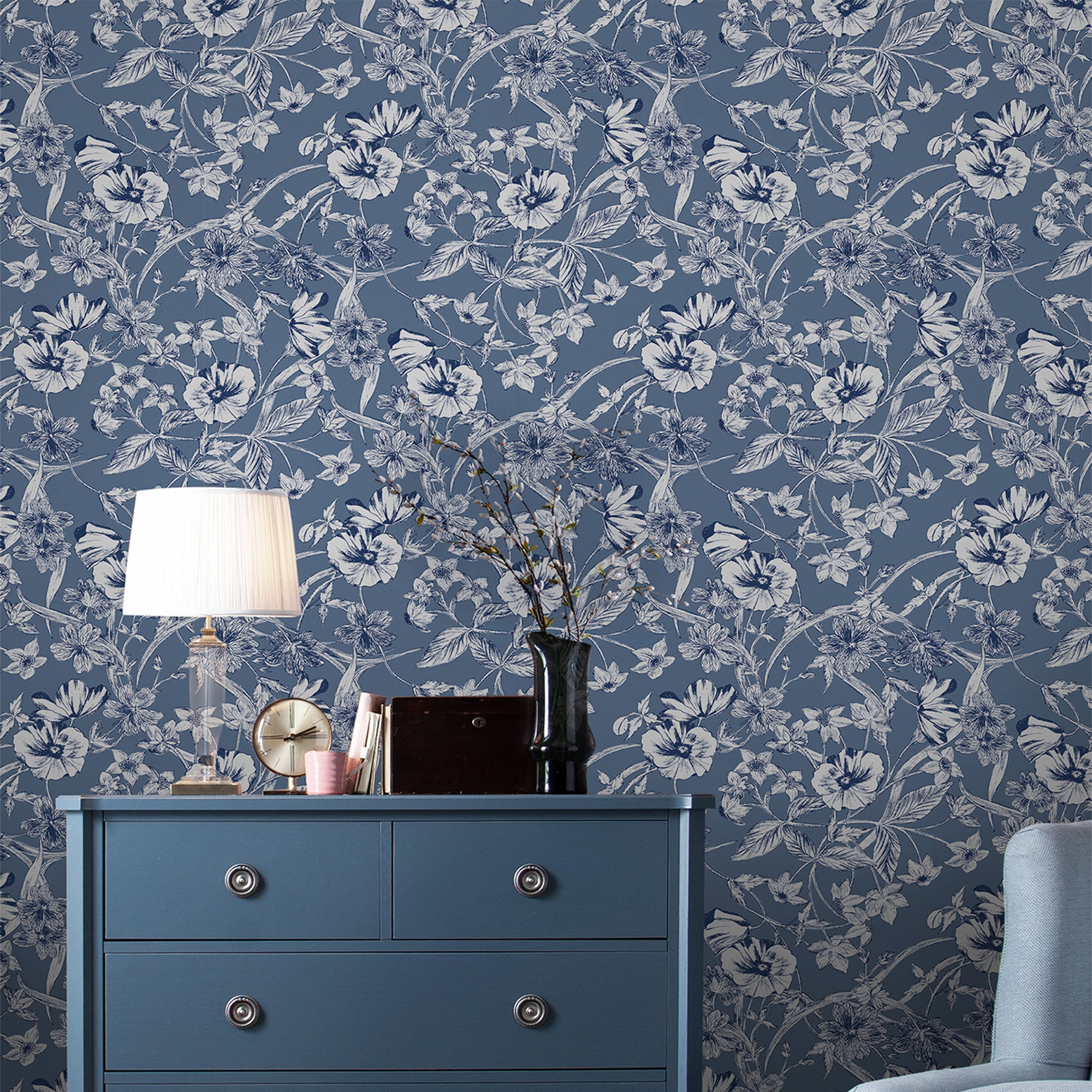 LAURA ASHLEY Vliestapete »Summerhill Midnight Blue«, 10mx52cm