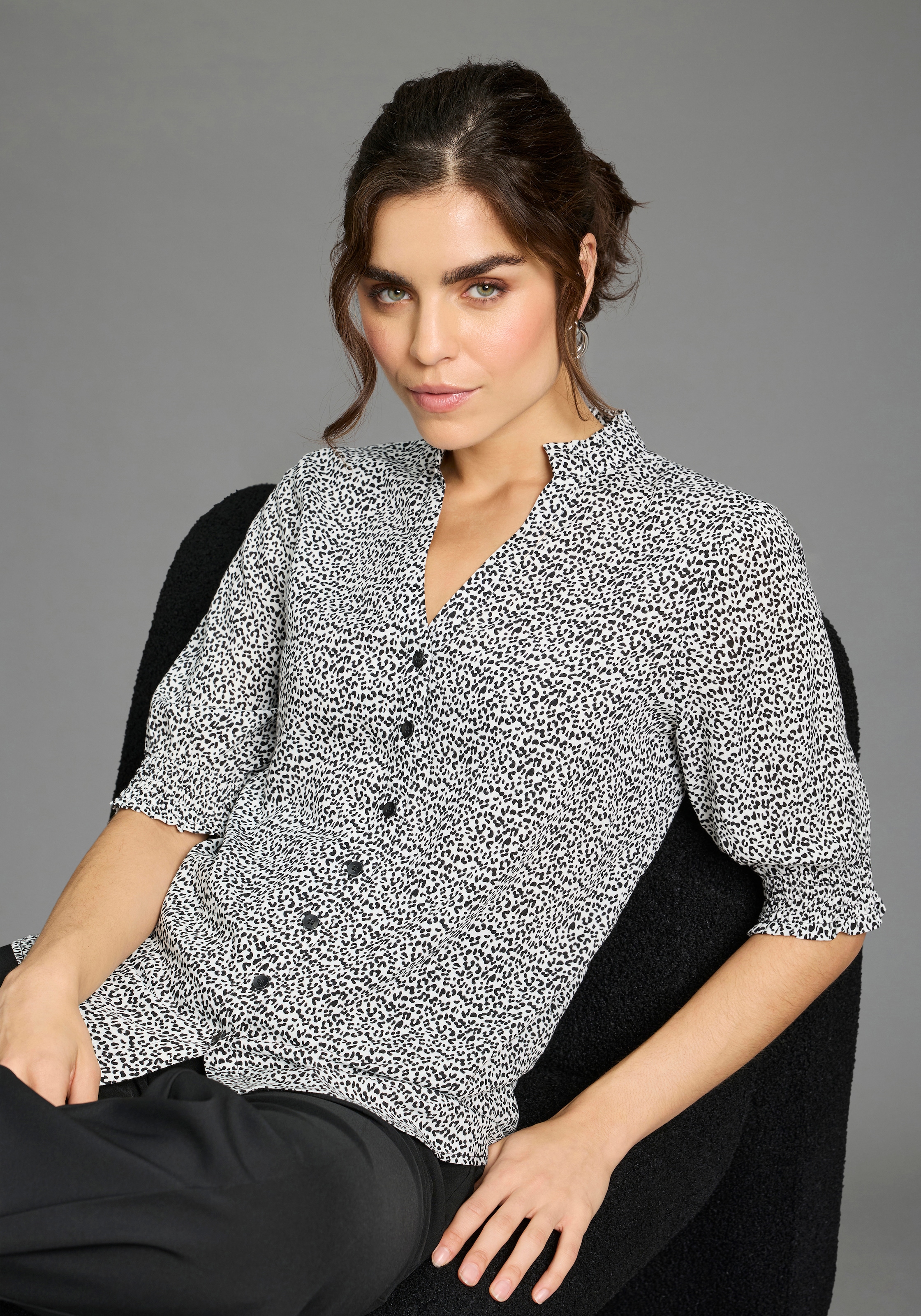 Laura Scott Druckbluse bedruckte Bluse, femininer Stil, leichtes Webmaterial, aus Viskose