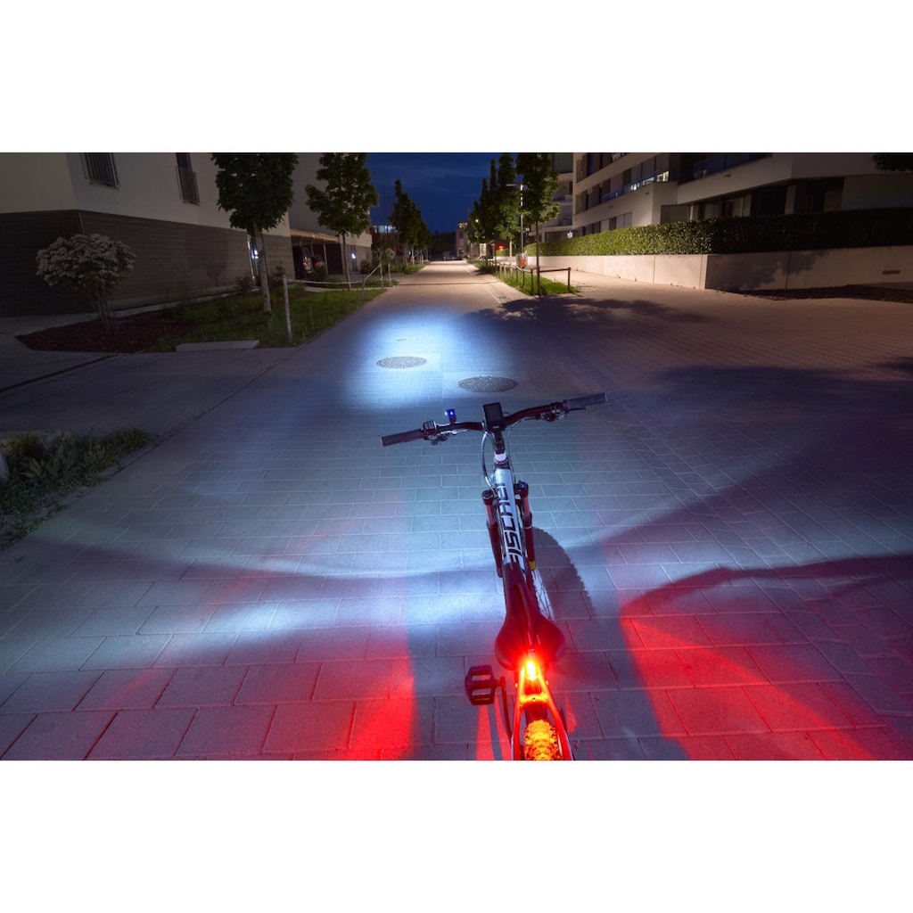 FISCHER Fahrrad Fahrradbeleuchtung »FISCHER LED Beleuchtungsset mit 360Â° Bodenleuchte«, (Set, 3, Front- und Rücklicht)