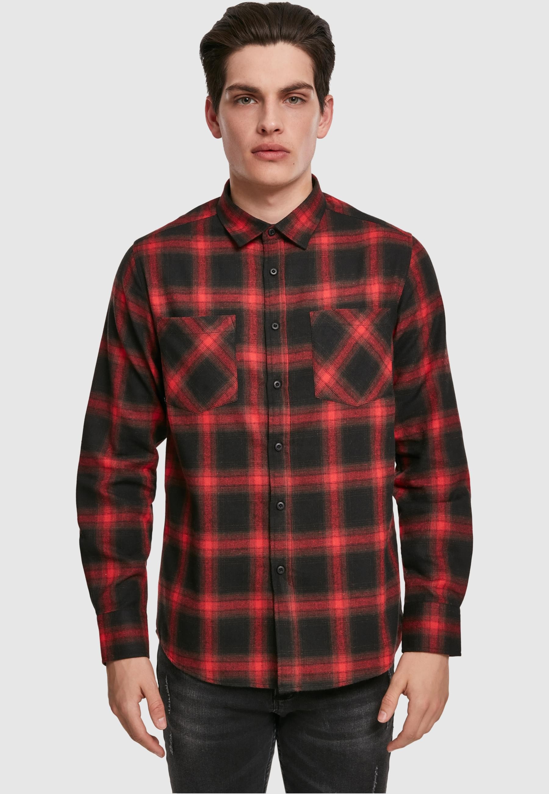 URBAN CLASSICS Kurzarmshirt »Urban Classics Herren Checked Flanell Shirt 6«, (1 tlg.)