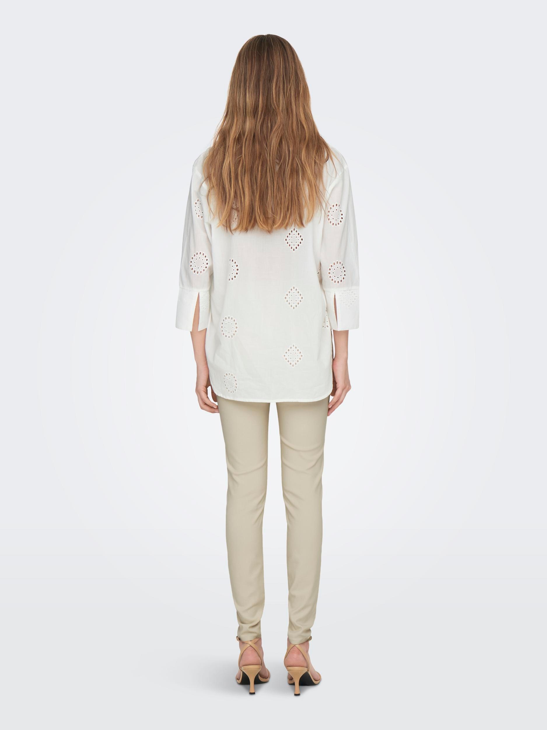 JDY Hemdbluse »JDYTALLIE 3/4 LONG SHIRT WVN NOOS«, mit Lochstickerei-Detail