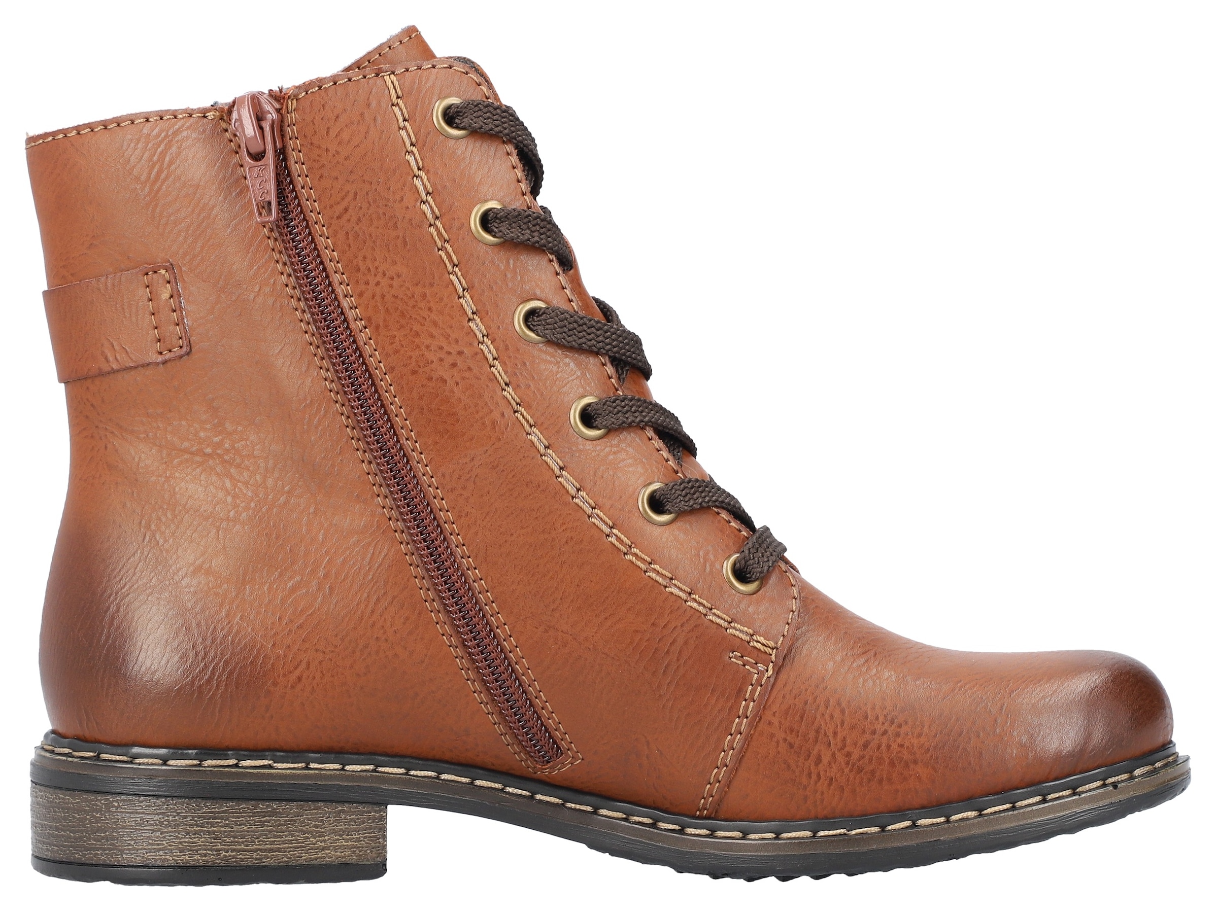 Rieker Schnürstiefelette, Schnürboots, Klassik-Boots, Blockabsatz, in Used-Optik