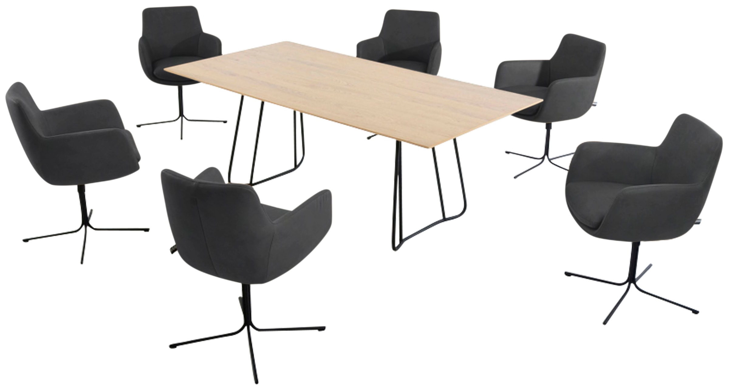 K+W Komfort & Wohnen Drehstuhl "Pego" () filigranem 4-Fuß-Gestell in schwar günstig online kaufen