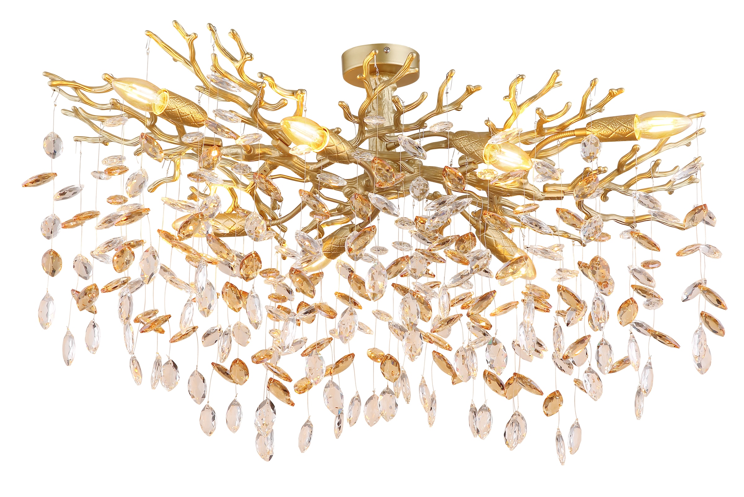 GLOBO LIGHTING Deckenleuchte »QUEENA« E14 1 Stk. Deckenleuchte gold Kristall, E14, elegant, flexibler Look