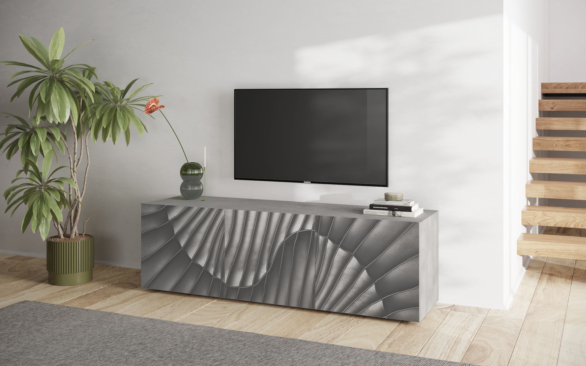 INOSIGN Lowboard "Snake Breite 181 cm, modernes TV-Board mit 3 Türen, TV-Möbel,", TV-Kommode, TV-Schrank, Front mit beso