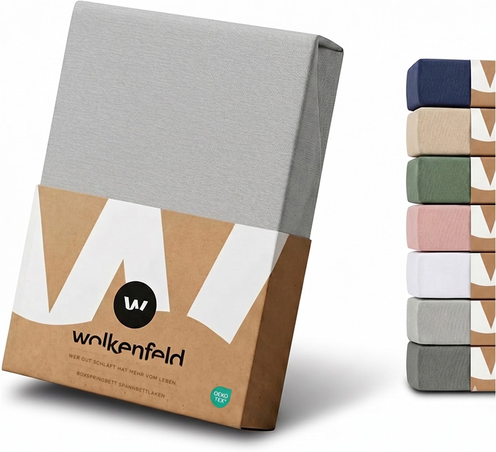 Wolkenfeld Spannbettlaken "100% Baumwolle - Superweiches Bettlaken für Matratzen von 5 bis 20cm" Rutschfest & Blickdicht - 90x200, 140x200, 160x200, 180x200 200x200
