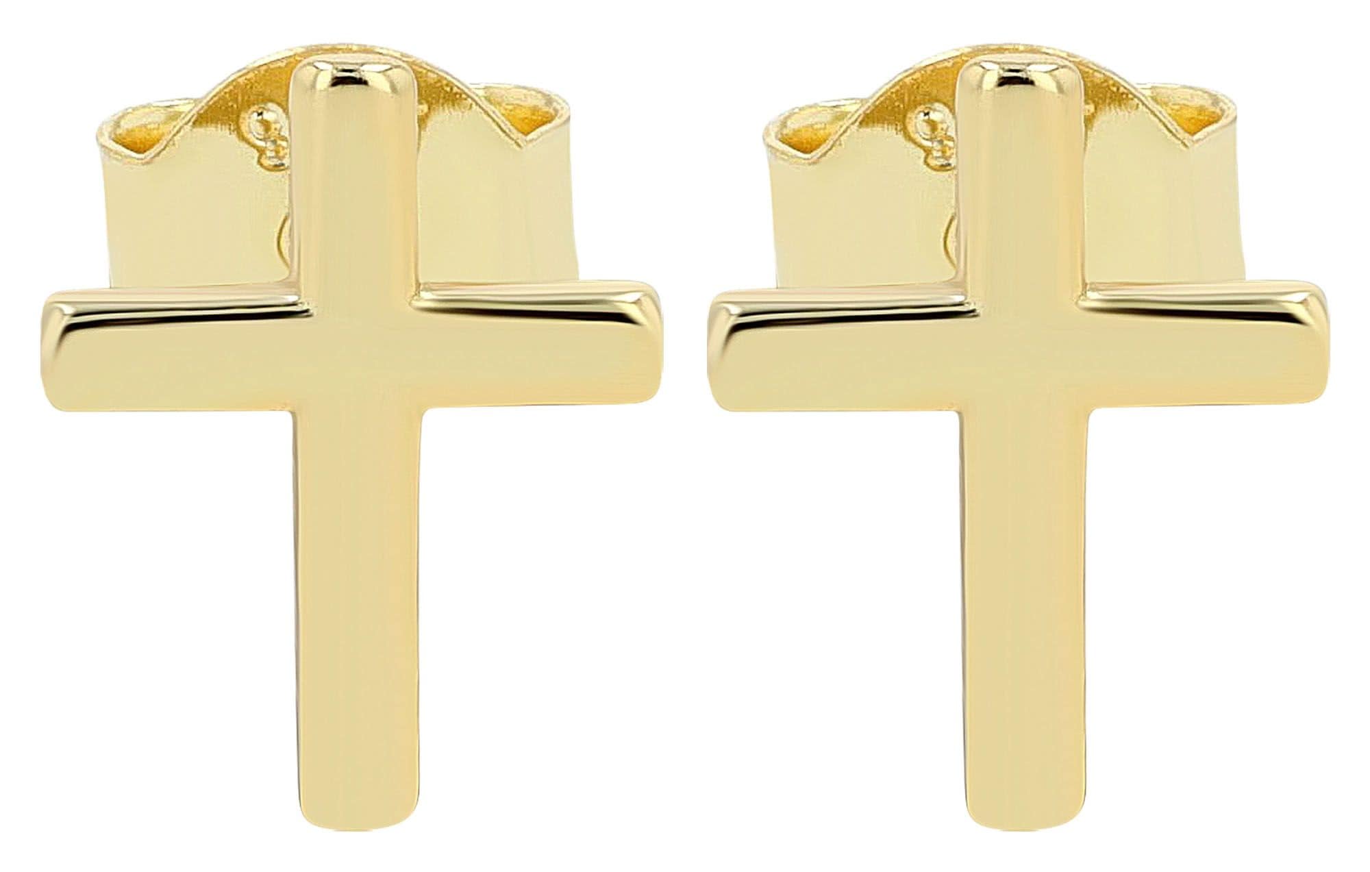 Adelia´s Paar Ohrhänger "Ohrringe – Ohrstecker Kreuz aus 925 Silber" Zum Verschenken – passend für viele Anlässe