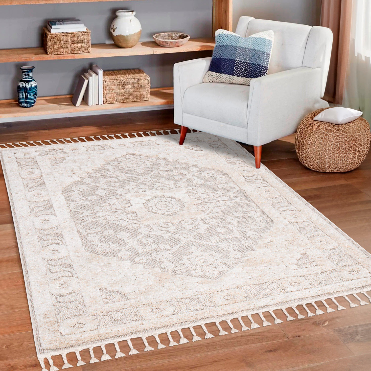 OTTO home Hochflor-Teppich "Bjelle" rechteckig 20 mm Höhe Läufer, Boho-Stil günstig online kaufen