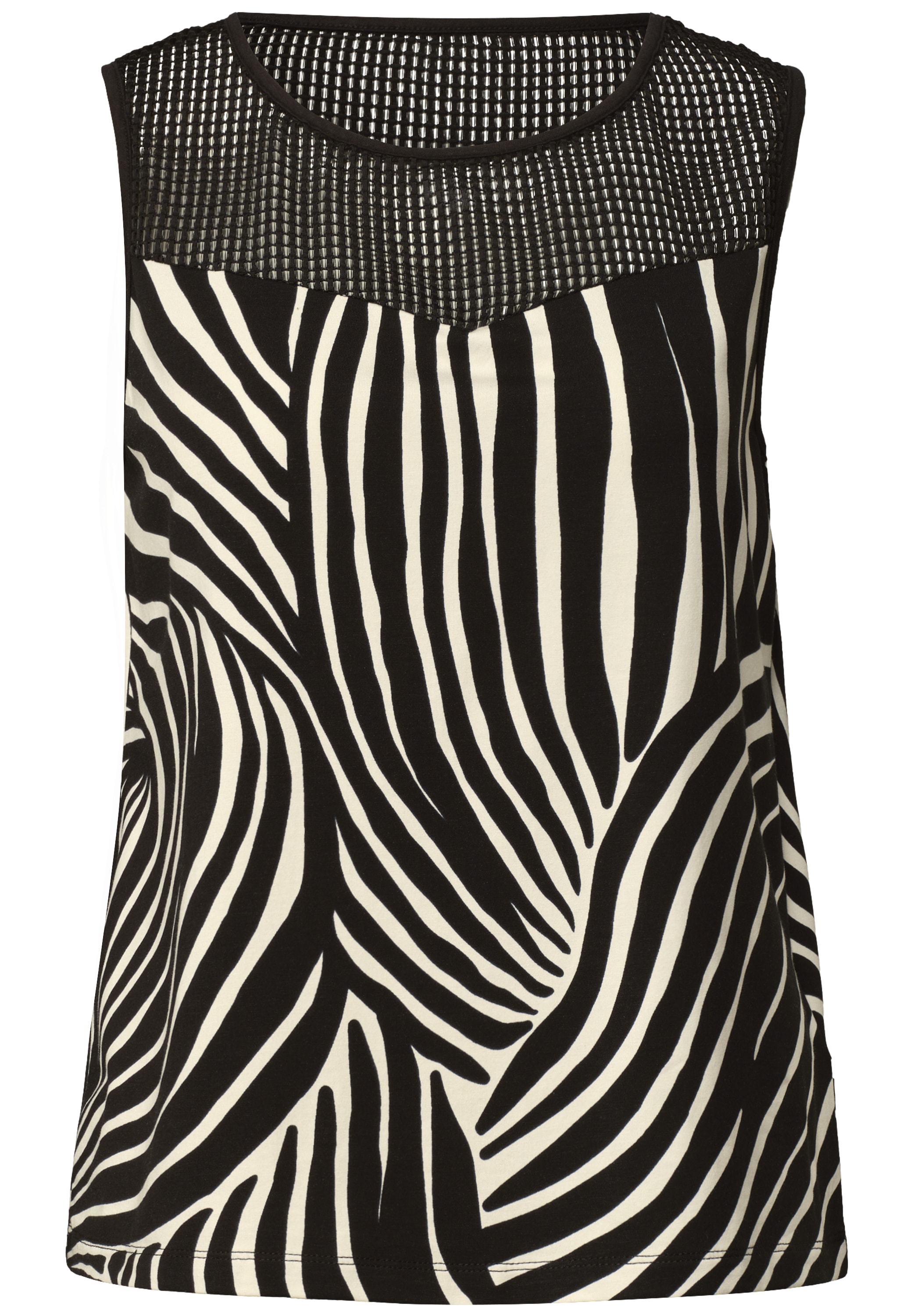 STREET ONE Mesh-Top Sommertop mit Mesh-Einsatz und Animal-Muster