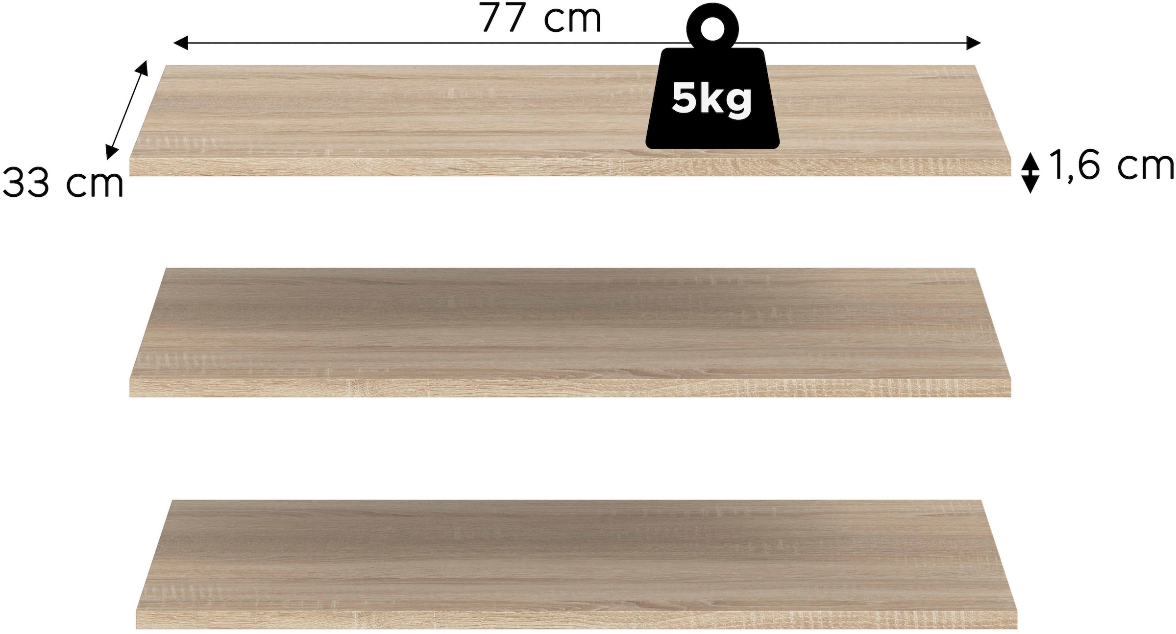 Home affaire Einlegeboden "3er Set, Breite 77cm" 3 Stk. tlg. in verschiedenen Farben erhältlich, Fachböden, Böden, E-Böden,Bodenset