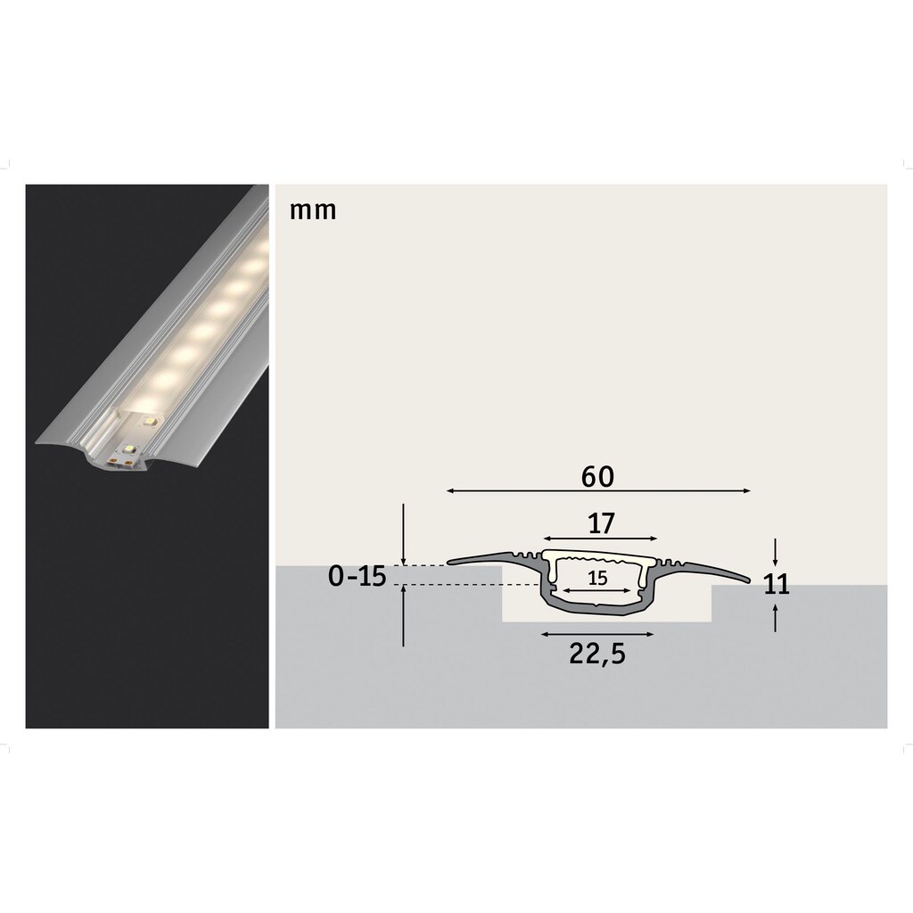 Paulmann LED-Streifen »Step Profil mit Diffusor 100cm Alu eloxiert«