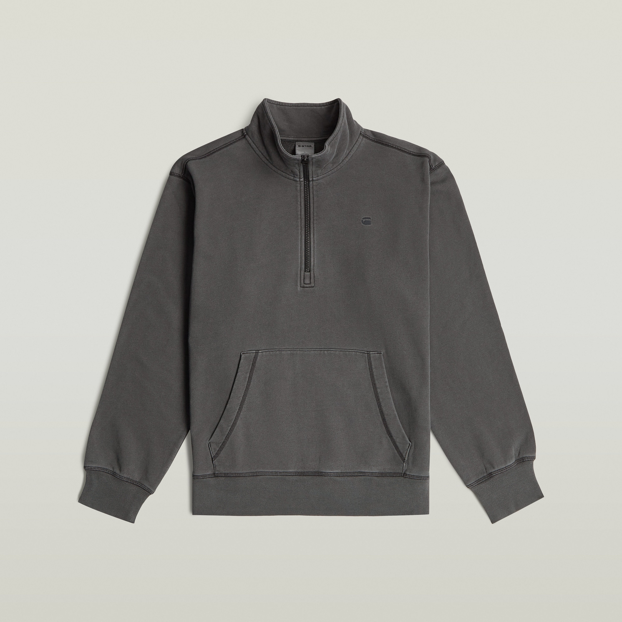 G-STAR Sweater »Modern washed half zip sw ls«, mit Kängurutasche, Logodetail
