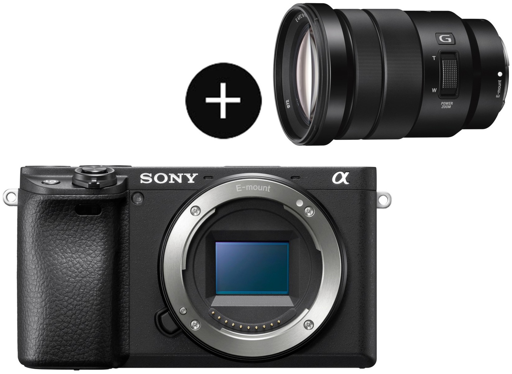 SONY Systemkamera "Set: SELP18105G Objektiv + Alpha 6400AB APS-C", schwarz, B:12cm H:6,69cm T:5,97cm, Fotokameras - Einheitsgröße