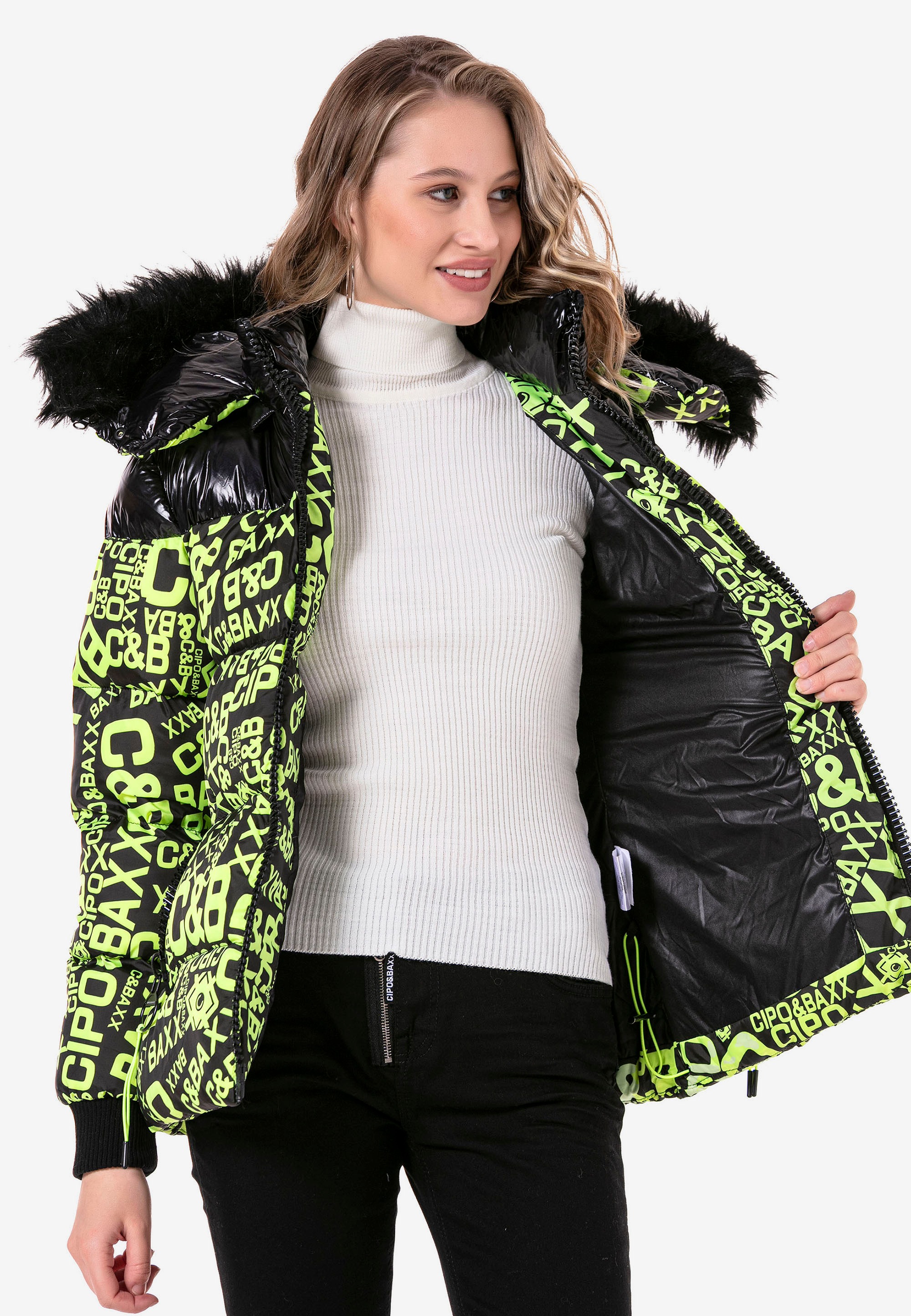 Cipo & Baxx Steppjacke, mit modischem Allover-Print