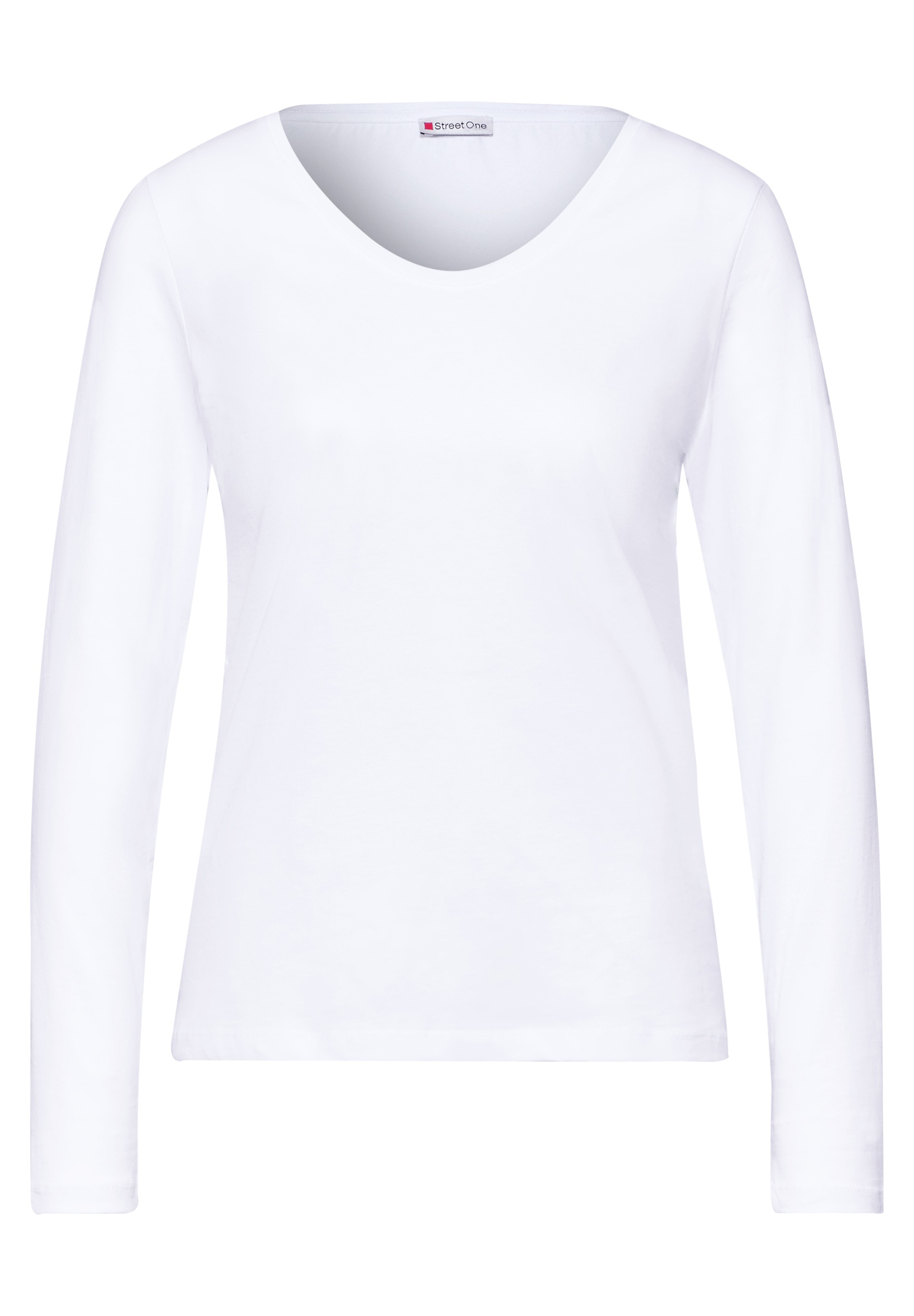 STREET ONE Langarmshirt, mit abgerundetem V-Ausschnitt