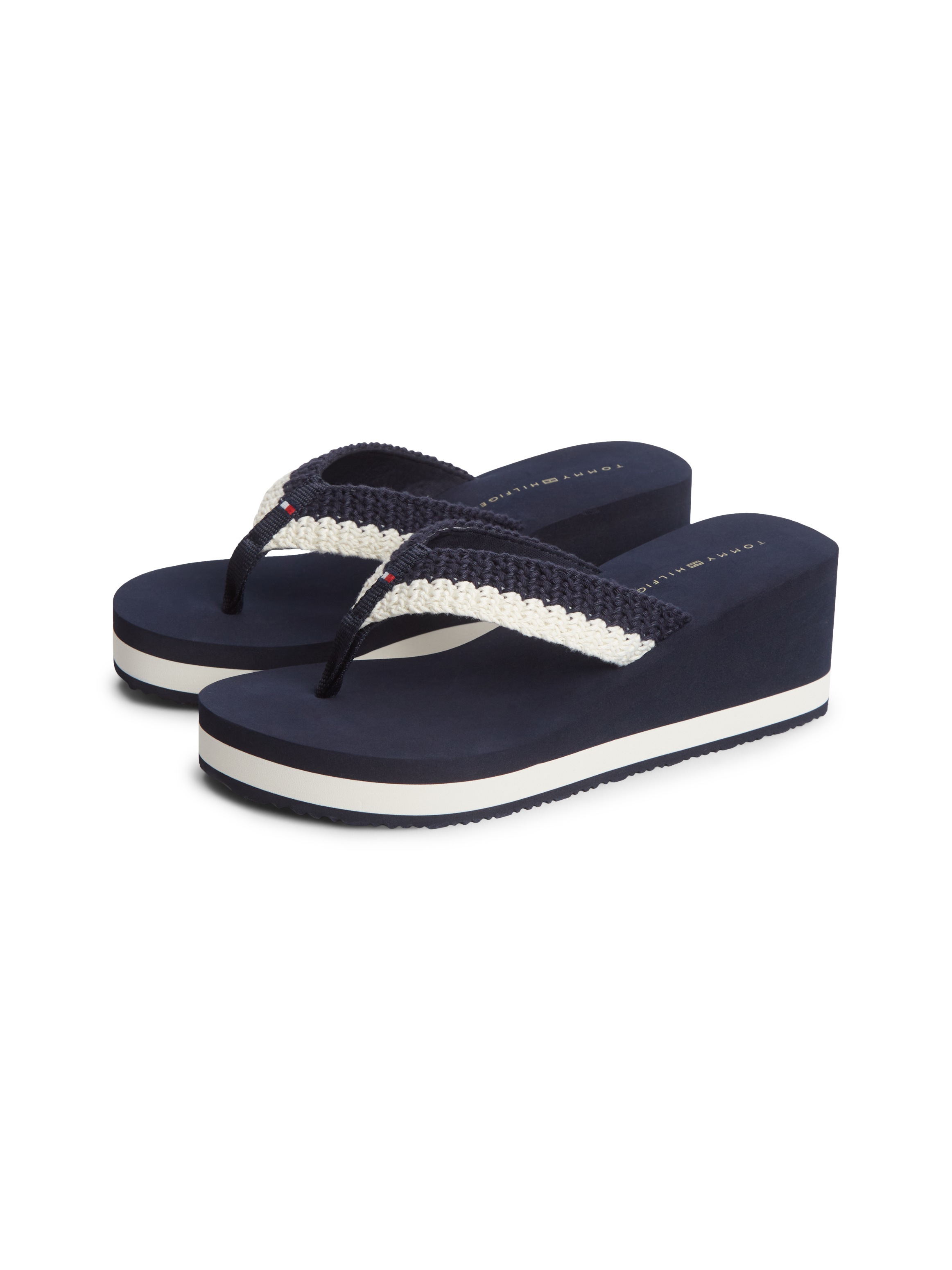 Tommy Hilfiger Dianette "TH WEDGE CROCHET SUMMER SANDAL" Sommerschuh, Zehentrenner in sommerlicher Häkeloptik