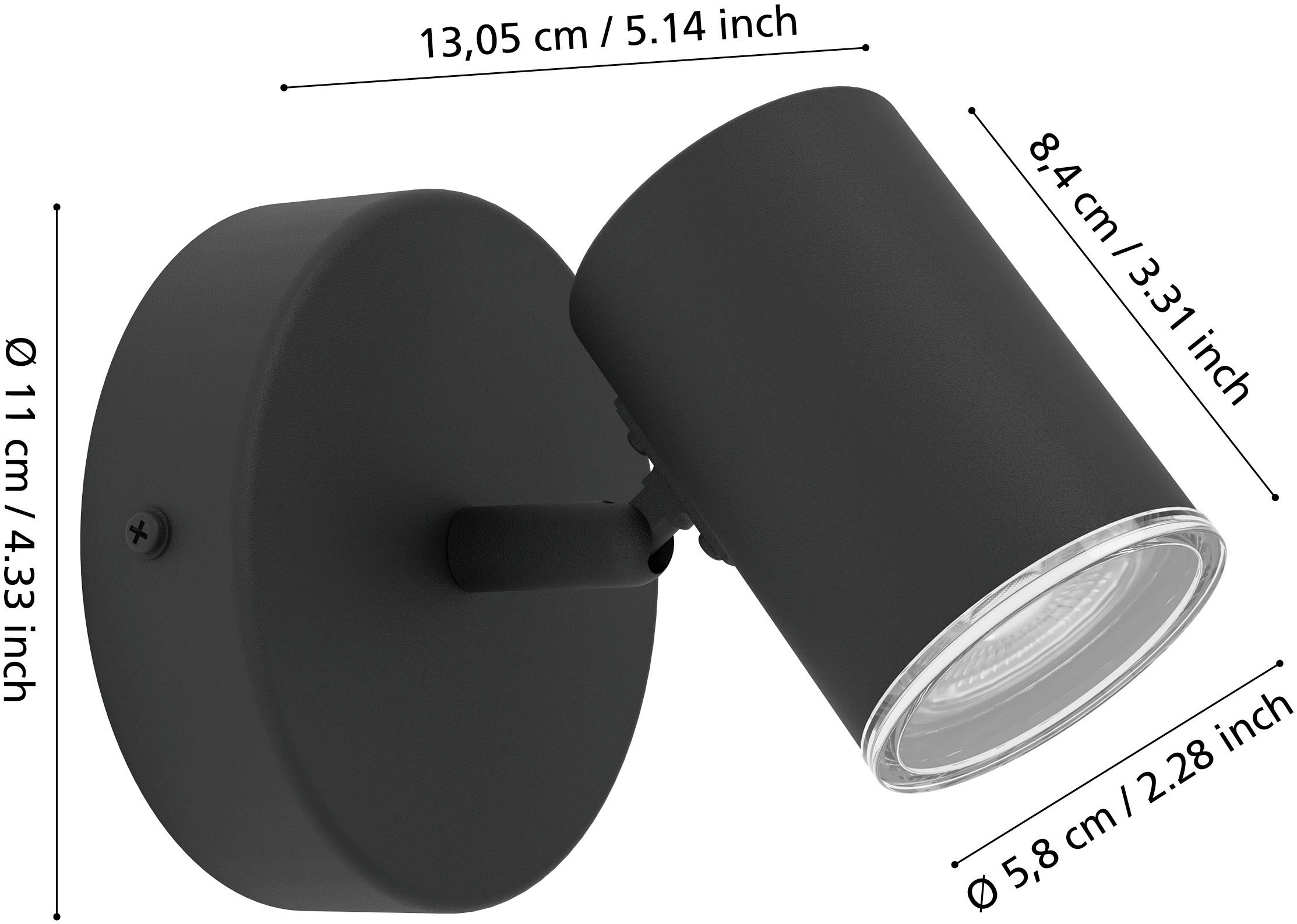 EGLO Deckenleuchte »CONSUMA 1 Spotlampe - Stahl - GU10 - 1X5W - IP44« GU10 1 Stk. Wandleuchte, Wandspot, schwenkbar, Strahler, L11 x H11,5 x AL13 cm