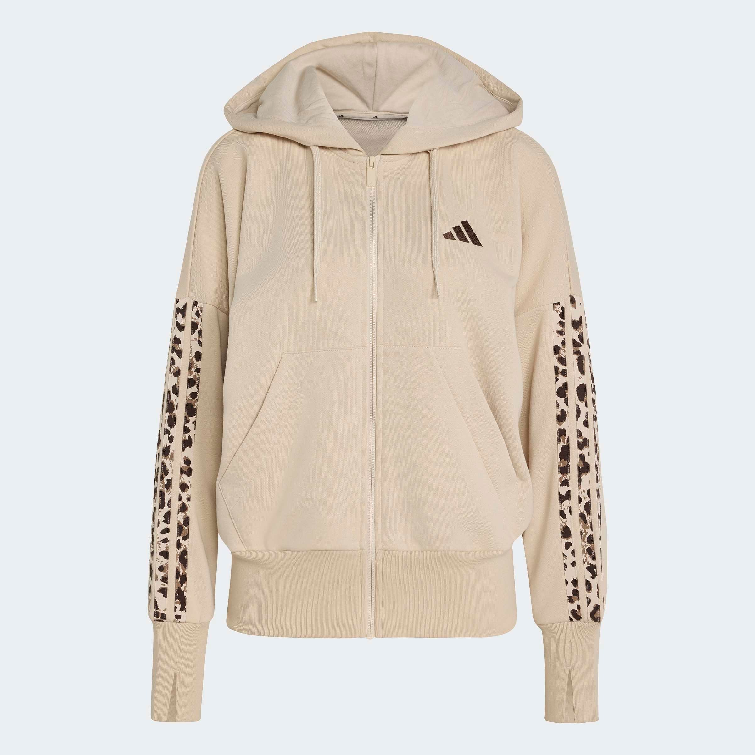 adidas Sportswear Kapuzensweatjacke »SEASONAL ESSENTIALS 3-STREIFEN, ANIMALPRINT«
