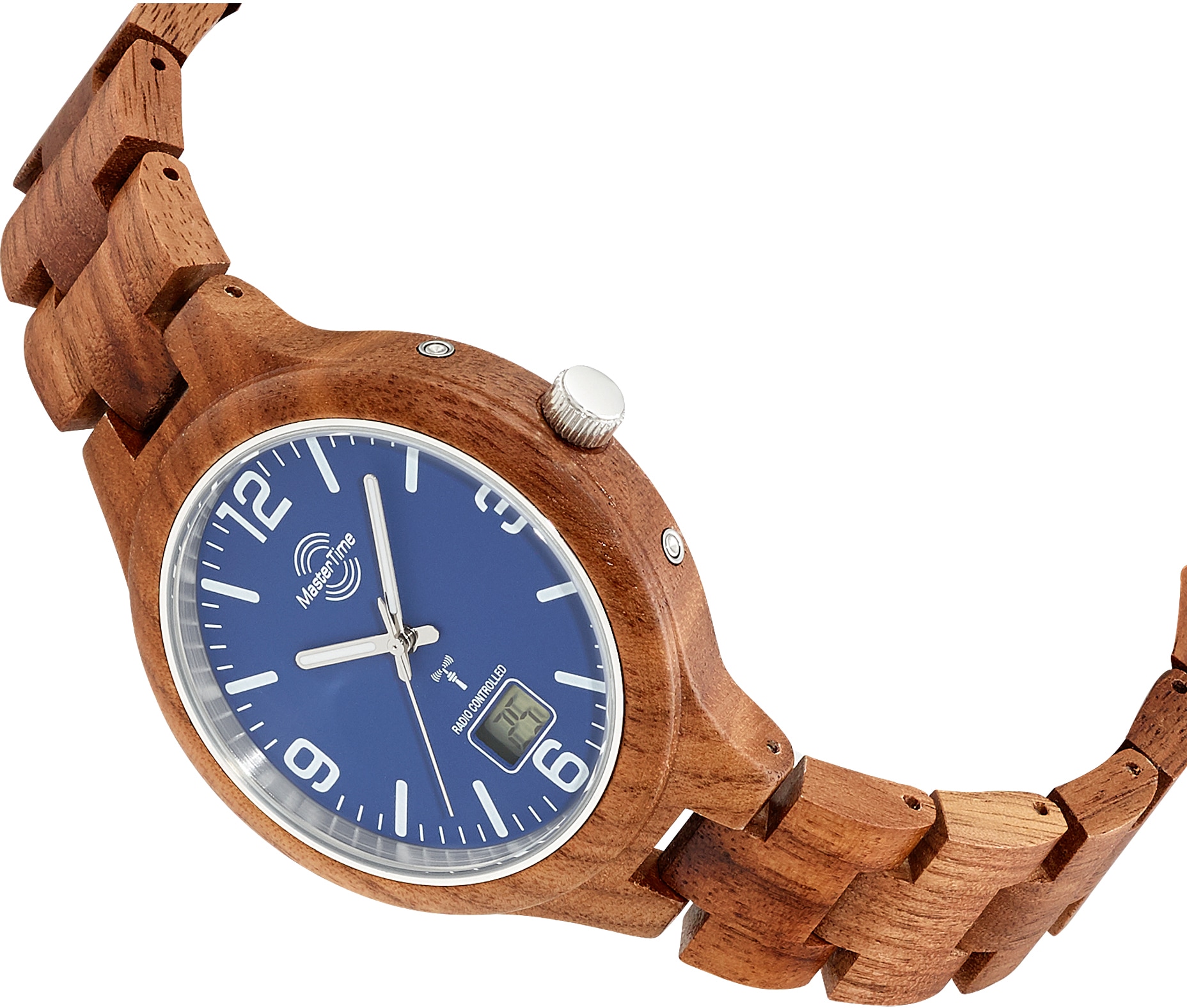 MASTER TIME Funkuhr »Specialist Wood, MTGW-10747-31W«, Armbanduhr, Quarzuhr, Herrenuhr, Datum, Leuchtzeiger