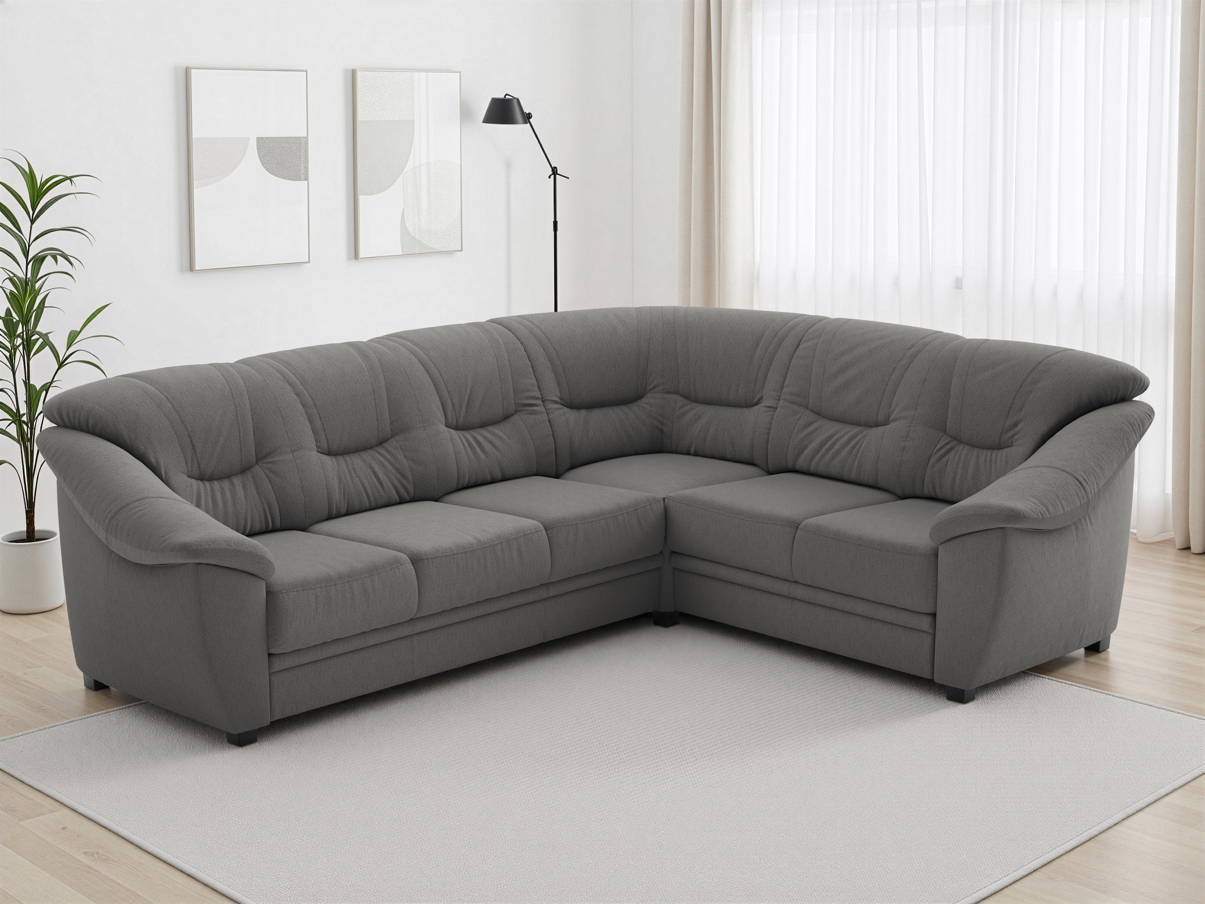 sit&more Ecksofa "Savona L-Form, B. 262 cm, Komfortsitz, Eckcouch mit Stoff- & Lederwahl" mit Schlaffunktion, Liegefl. 120x195 cm