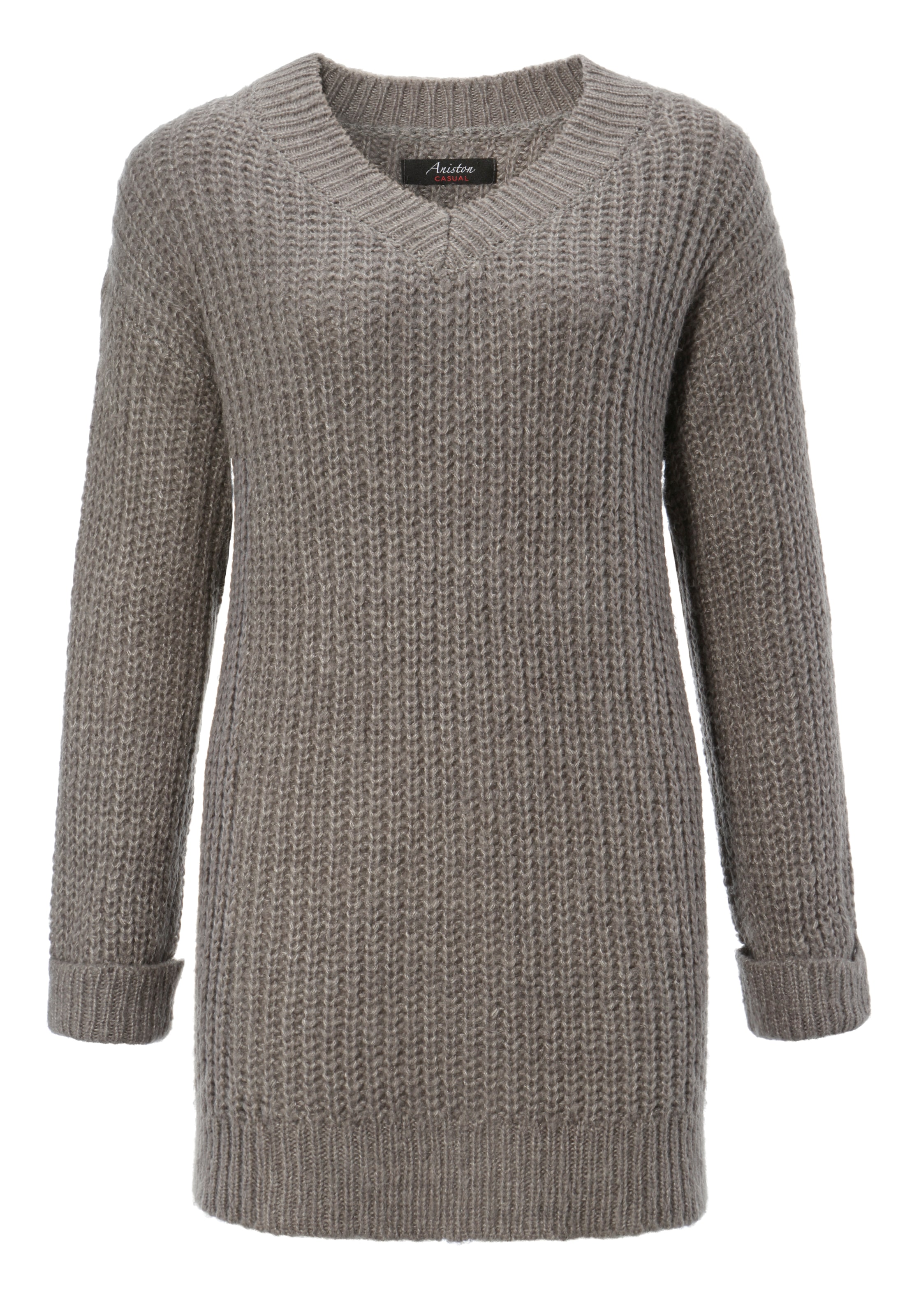 Aniston CASUAL Longpullover, mit fixierten Umschlag an den langen Ärmeln