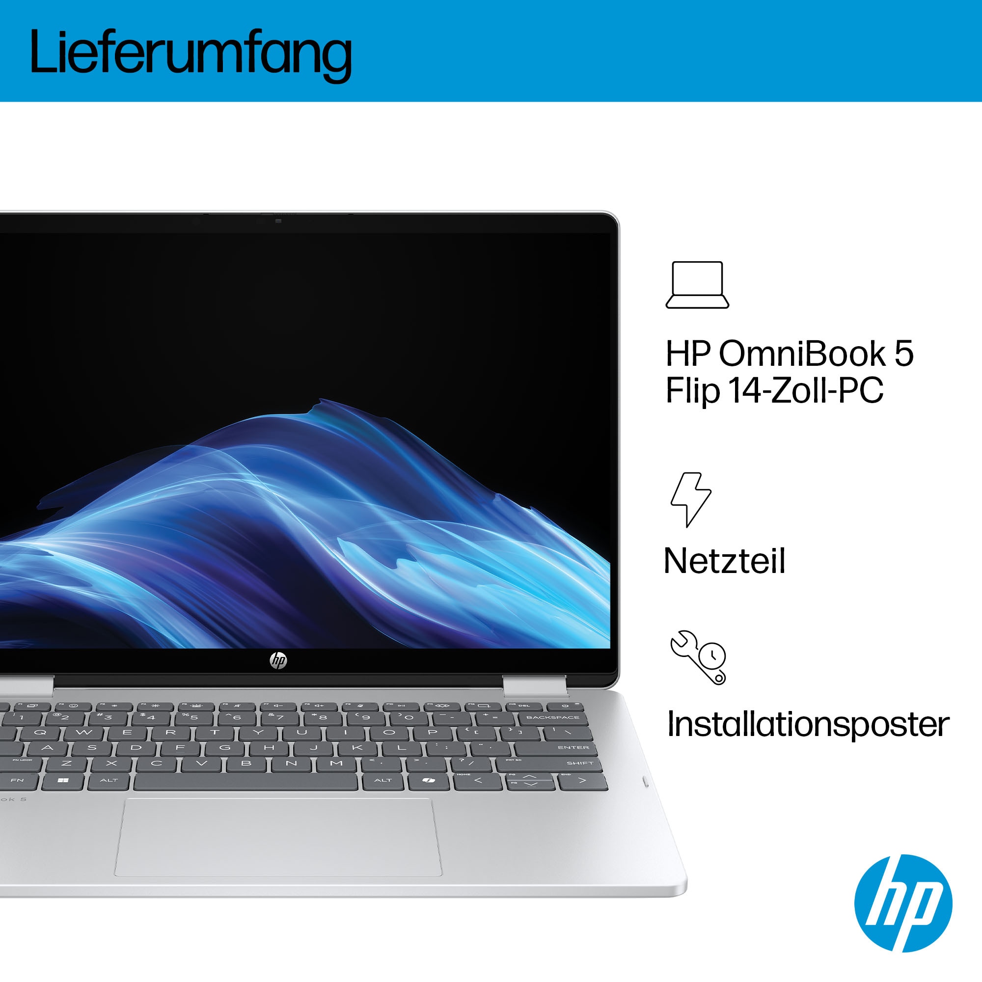 HP Convertible Notebook »OmniBook 5 Flip 14-fp0055ng«, 35,6 cm, / 14 Zoll, Intel, Core 5, Intel Graphics, 512 GB SSD