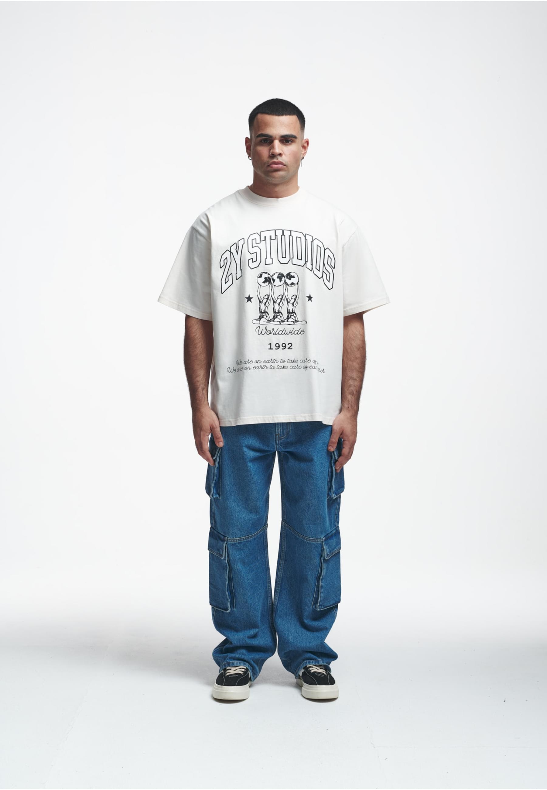 2Y Studios T-Shirt »2Y Studios Herren 2Y Globus Oversize Tee«, (1 tlg.)