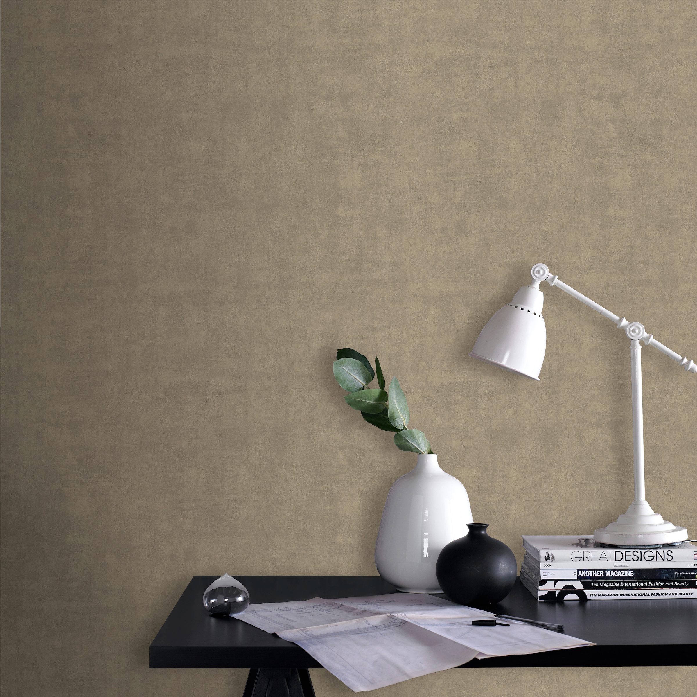 WOW Vliestapete »Beton Uni«, Steinoptik, Taupe - 10m x 52cm
