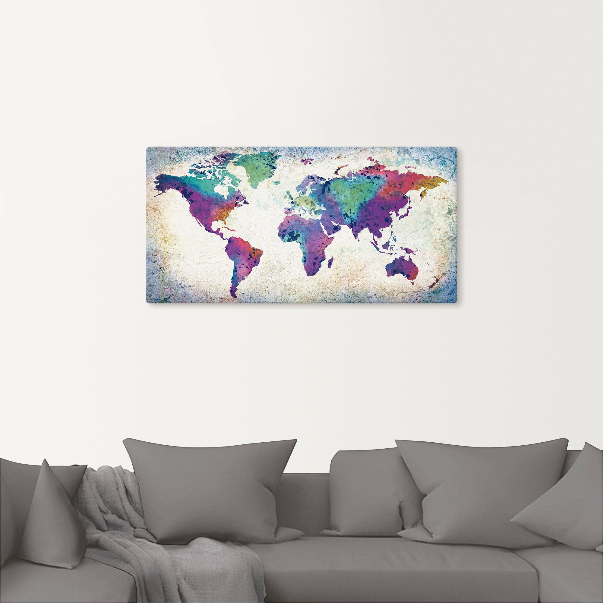 Artland Wandbild »bunte Weltkarte«, Land- & Weltkarten, (1 St.), als  Alubild, Leinwandbild, Wandaufkleber oder Poster in versch. Größen  bestellen | BAUR