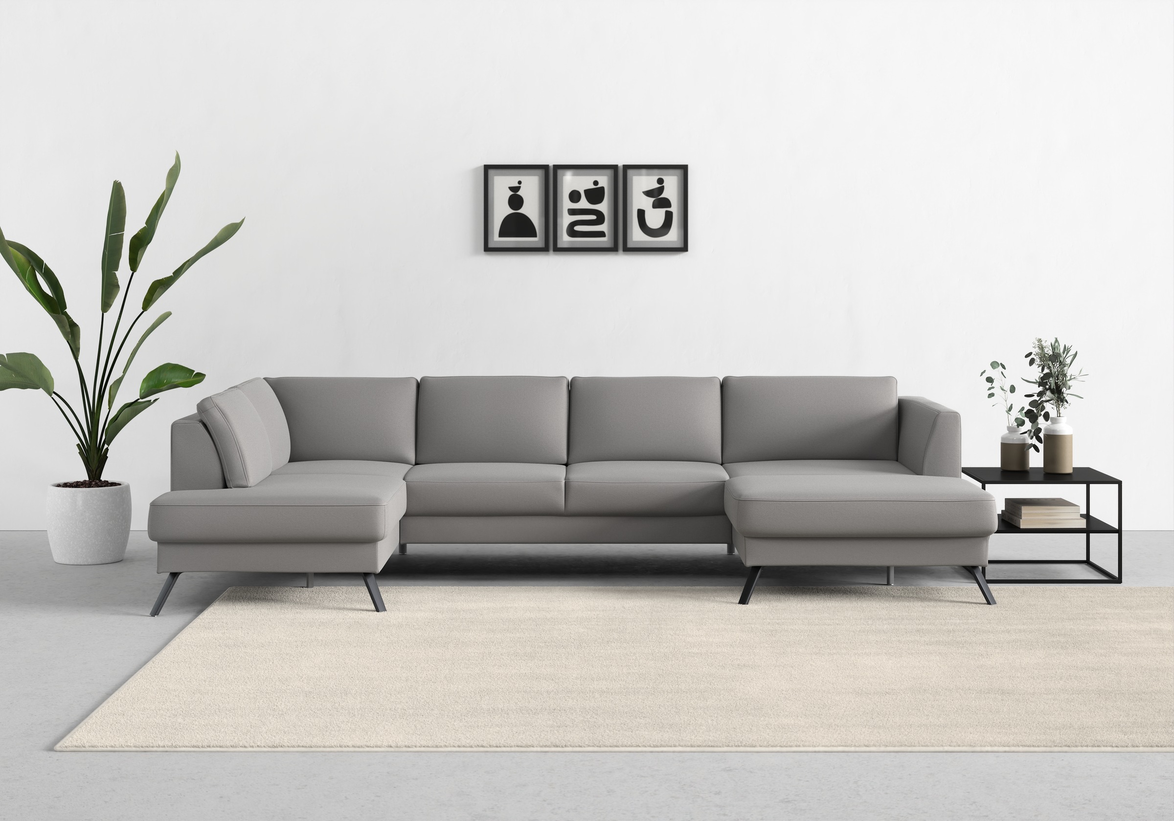 sit&more Wohnlandschaft »Lindholm U-Form«, mit Sitztiefenverstellung und Federkern