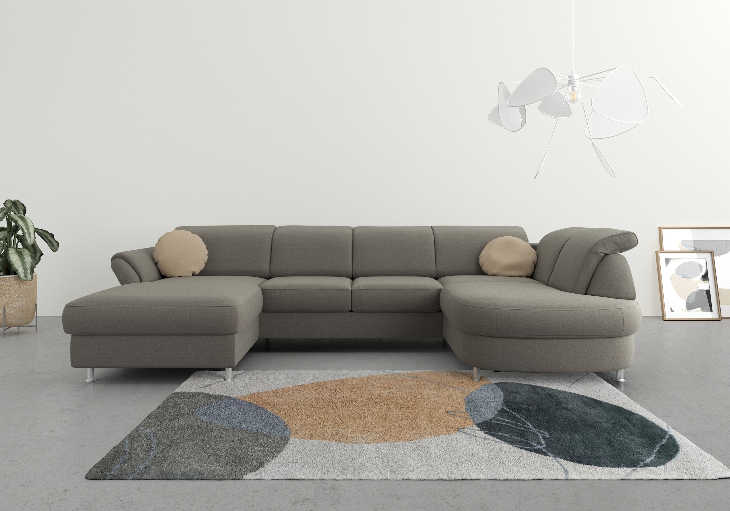 sit&more Wohnlandschaft "Apulia U-Form" wahlweise Schlaffunktion, Bettkasten und Kopf- und Armteilverstellung