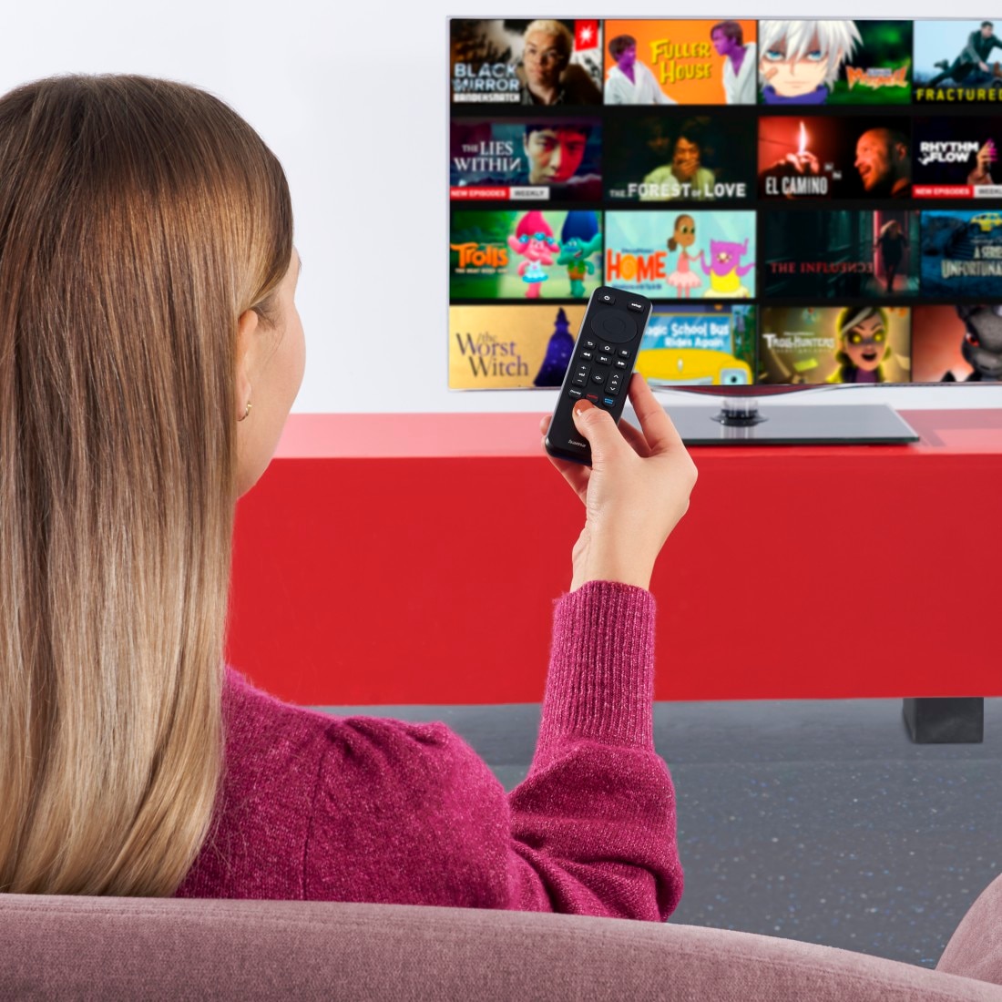 Hama Universal-Fernbedienung »Universal Infarot Fernbedienung für TV, Smart TV, SAT Geräte, schwarz«, 2-in-1, 10m Reichweite, Netflix, Prime Video, Disney+, programmierbar