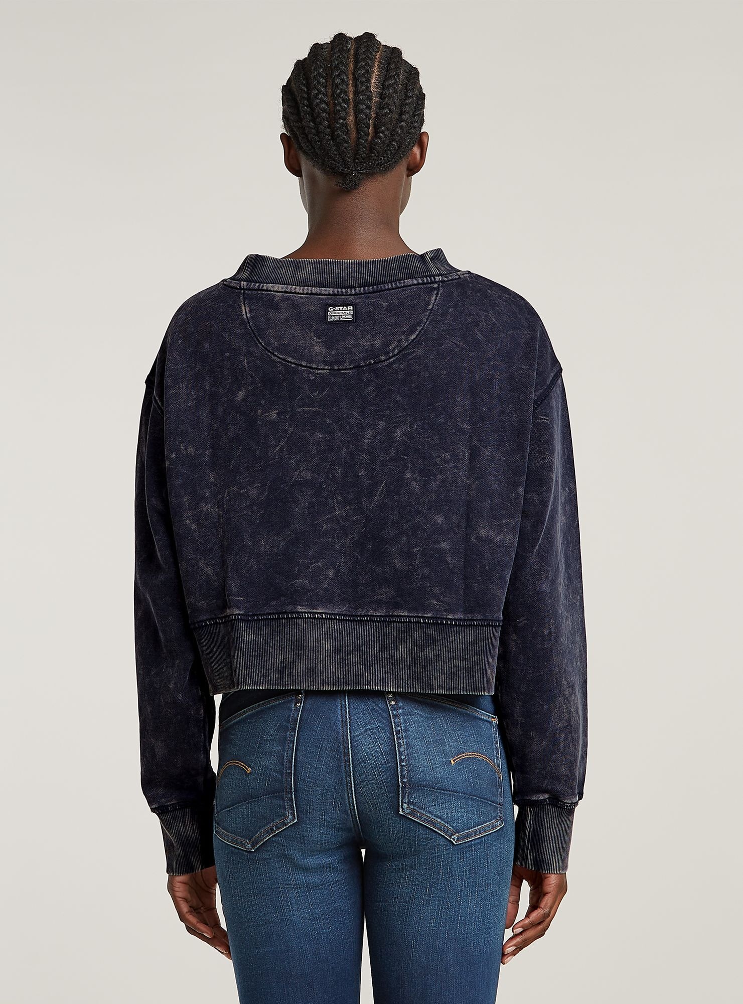 G-STAR Longpullover »Overdyed Cropped Logo Loose Sweatshirt«