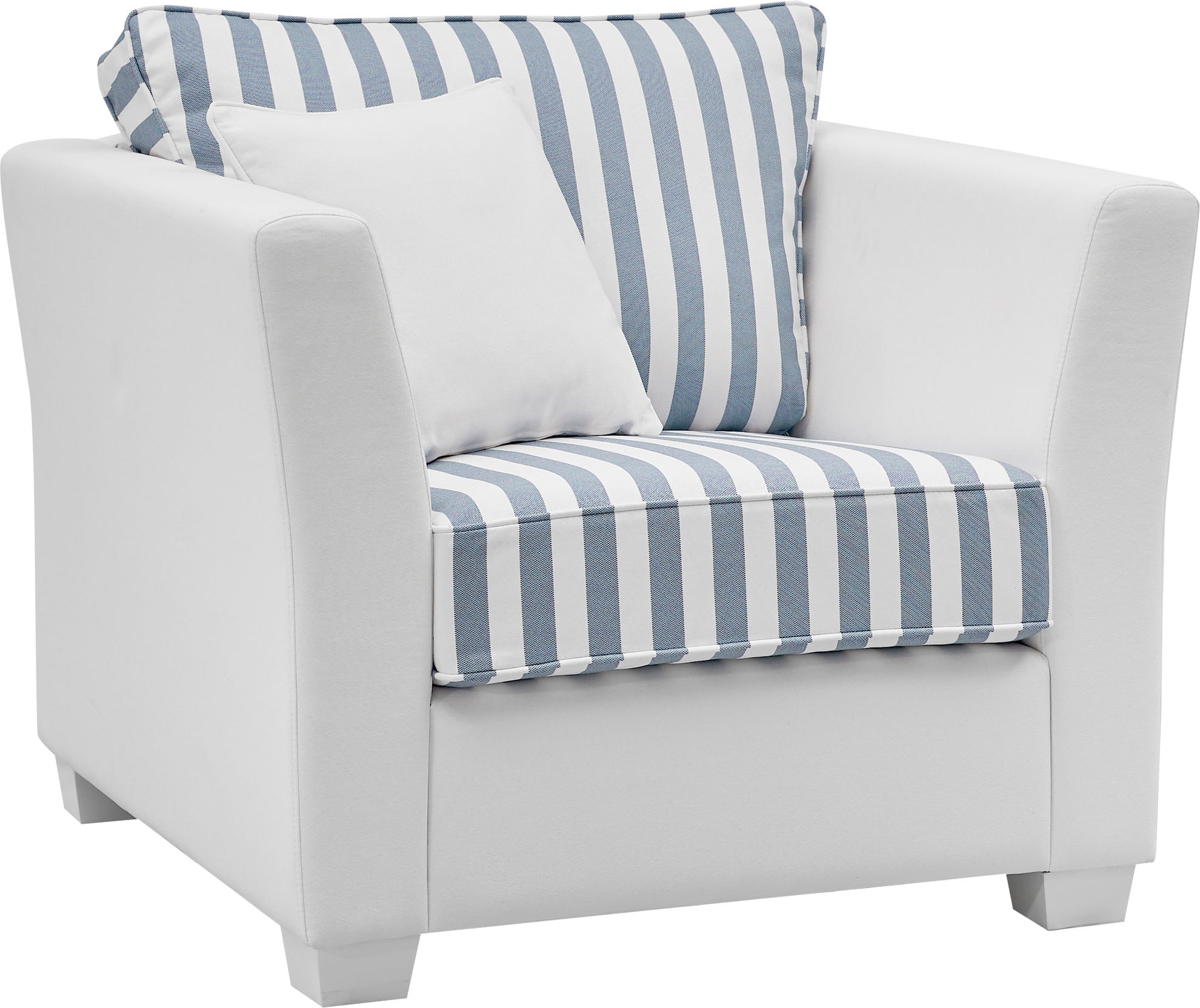 Home affaire Sessel »CALIFORNIA«, maritimer Landhausstil, Sessel mit Holzfüßen Weiß lackiert
