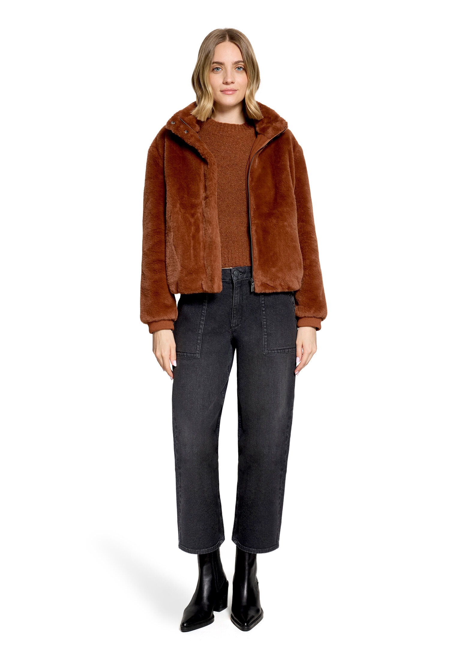 Betty&Co Fellimitatjacke »Damen mit Taschen«