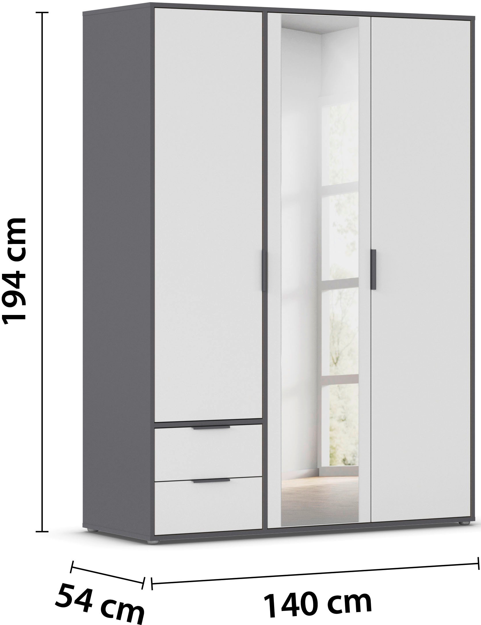 INOSIGN BY RAUCH Kleiderschrank »Schrank Garderobe Schlafzimmer Stauraum PAULLY TOPSELLER Wäscheschrank«, (mit 3 unterschiedlichen Griff-Varianten) 3 Griffvarianten MADE IN GERMANY