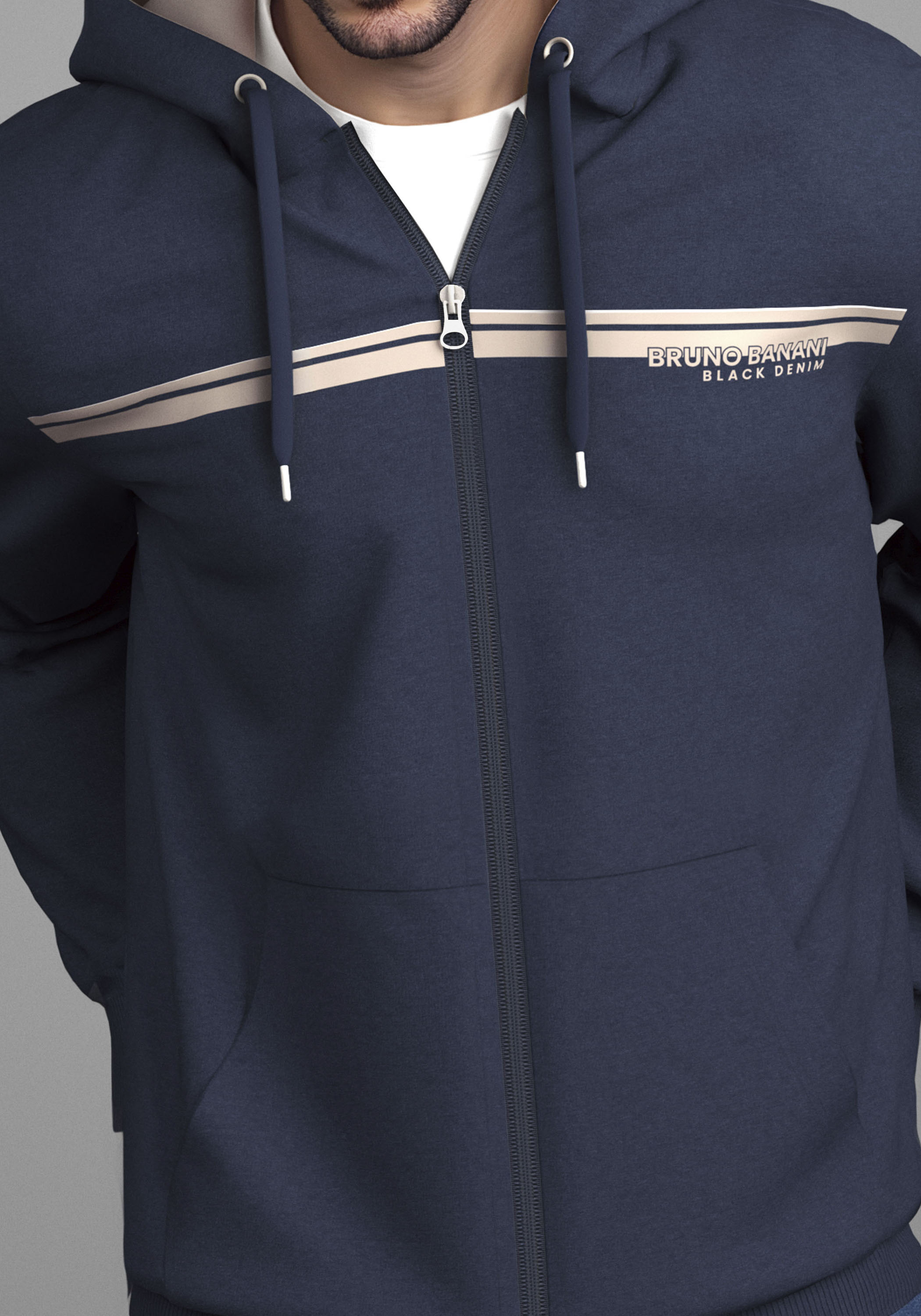 Thumbnail - Bruno Banani Sweatjacke moderner Brustprint