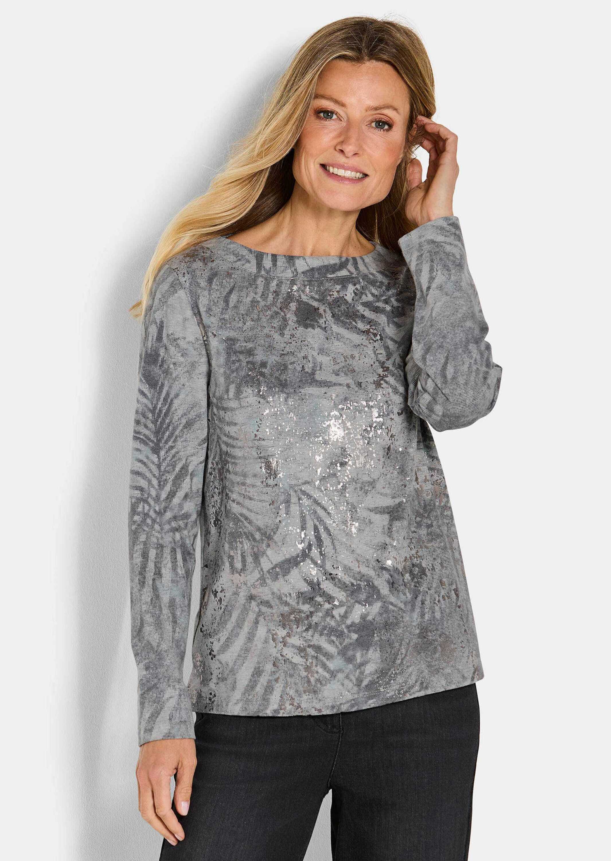 Thumbnail - GOLDNER Print-Shirt "Kurzgröße Sweatshirt in Metallic-Optik"
