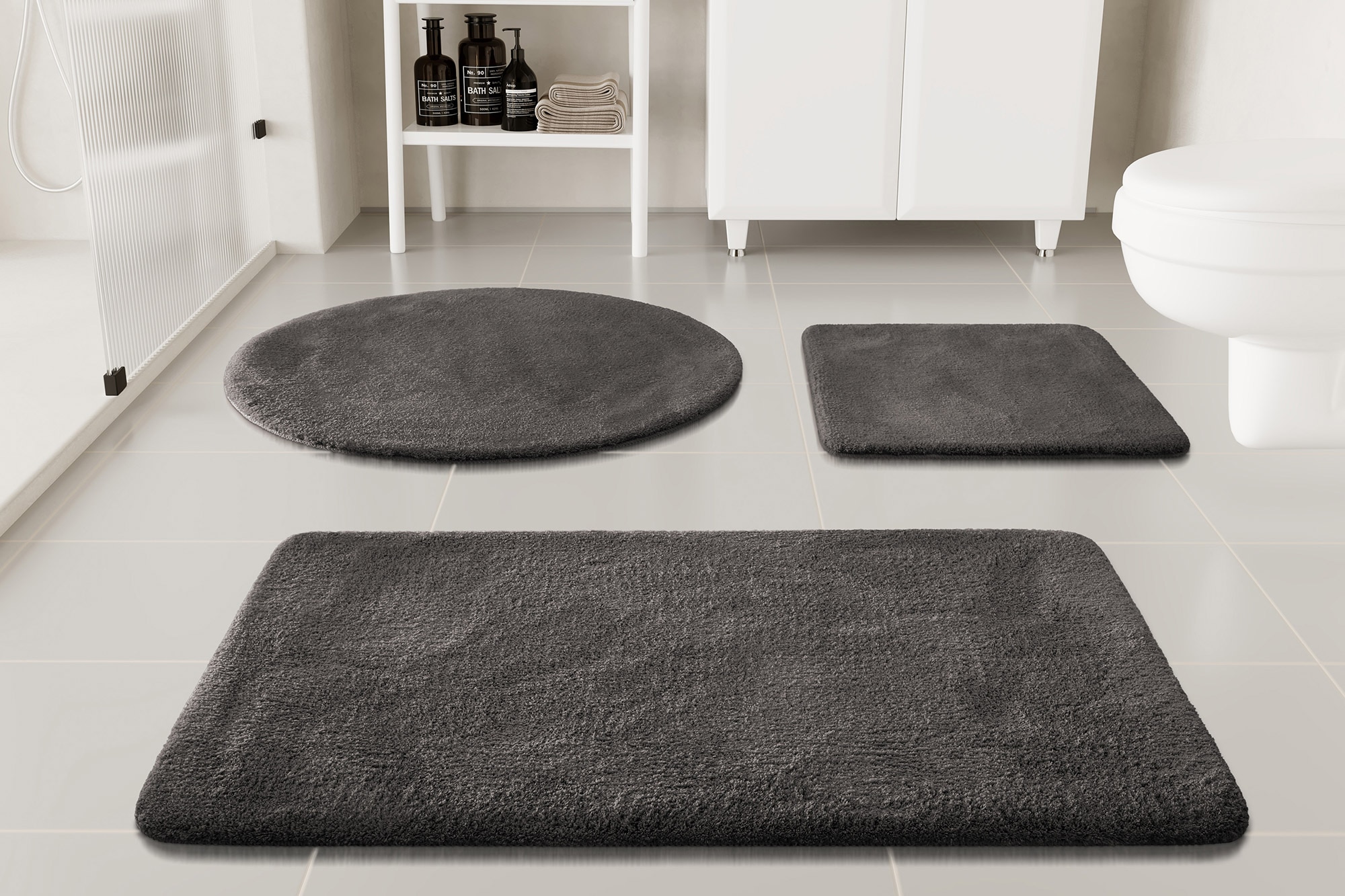 my home Badematte »Neele«, rutschhemmend beschichtet, schnell trocknend, Badteppich, getuftet, modern, Uni, antirutsch, flauschig, hochflor