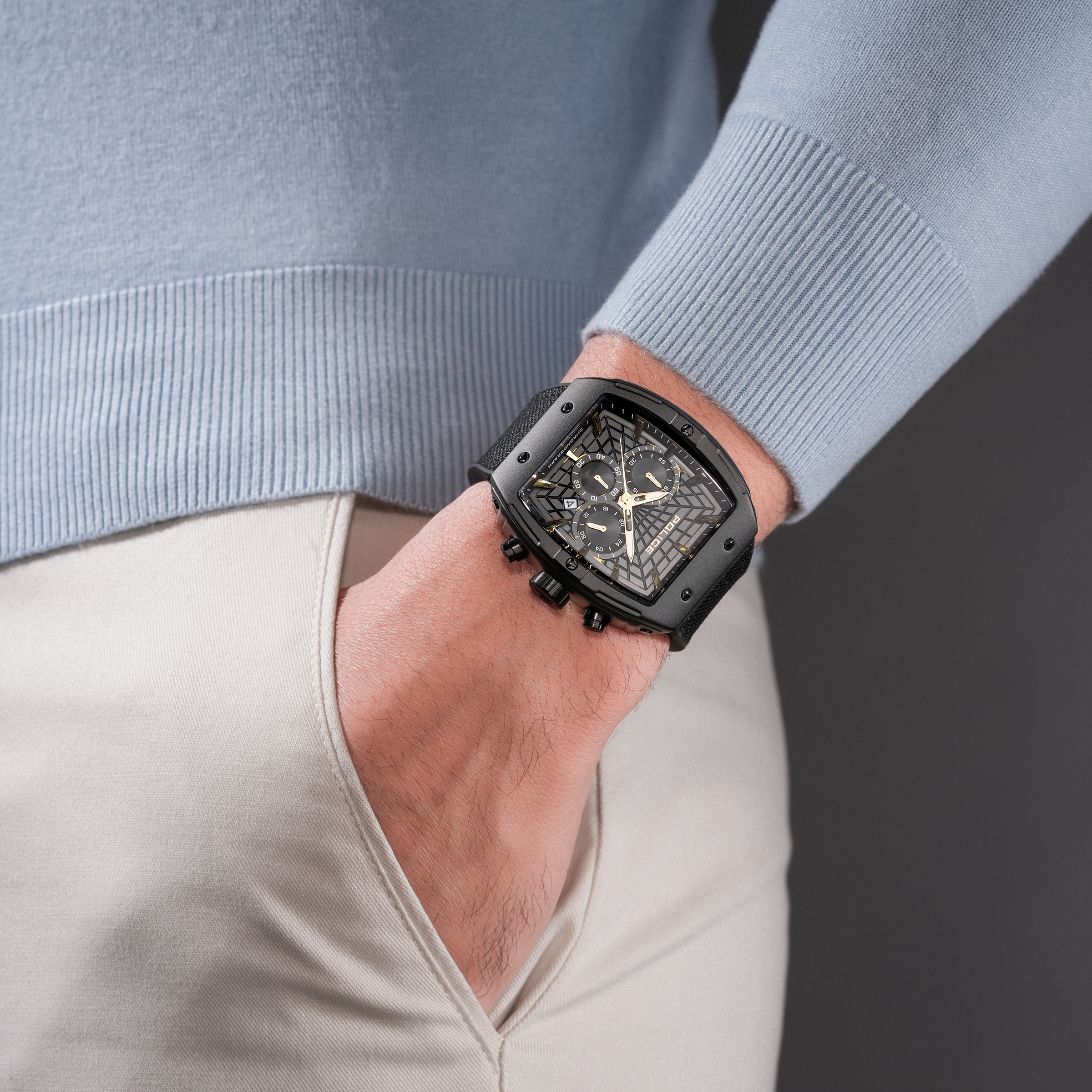 Police Chronograph »Coswig« Quarzuhr, Armbanduhr, Herrenuhr, Silikonarmband, analog, Tag
