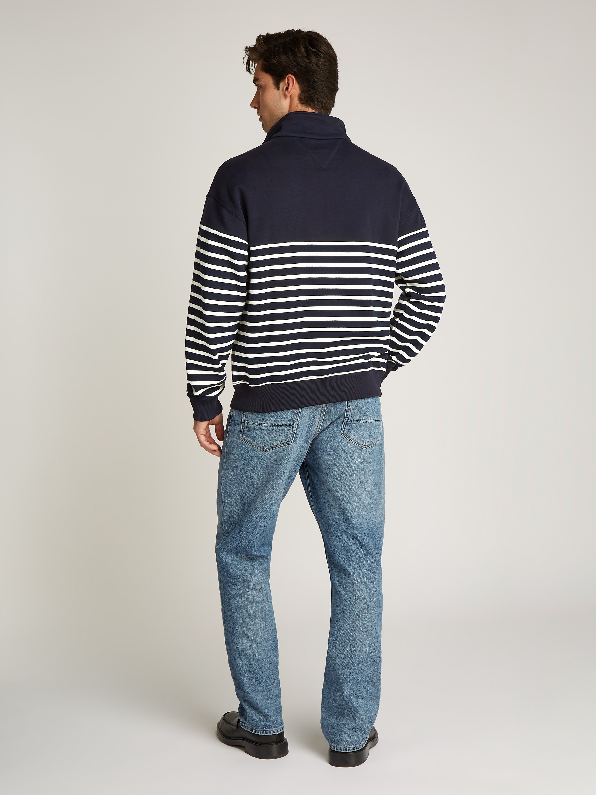 Tommy Hilfiger Sweatshirt »PLACED STRIPE 1/4 ZIP«, Mit Rundhalsausschnitt