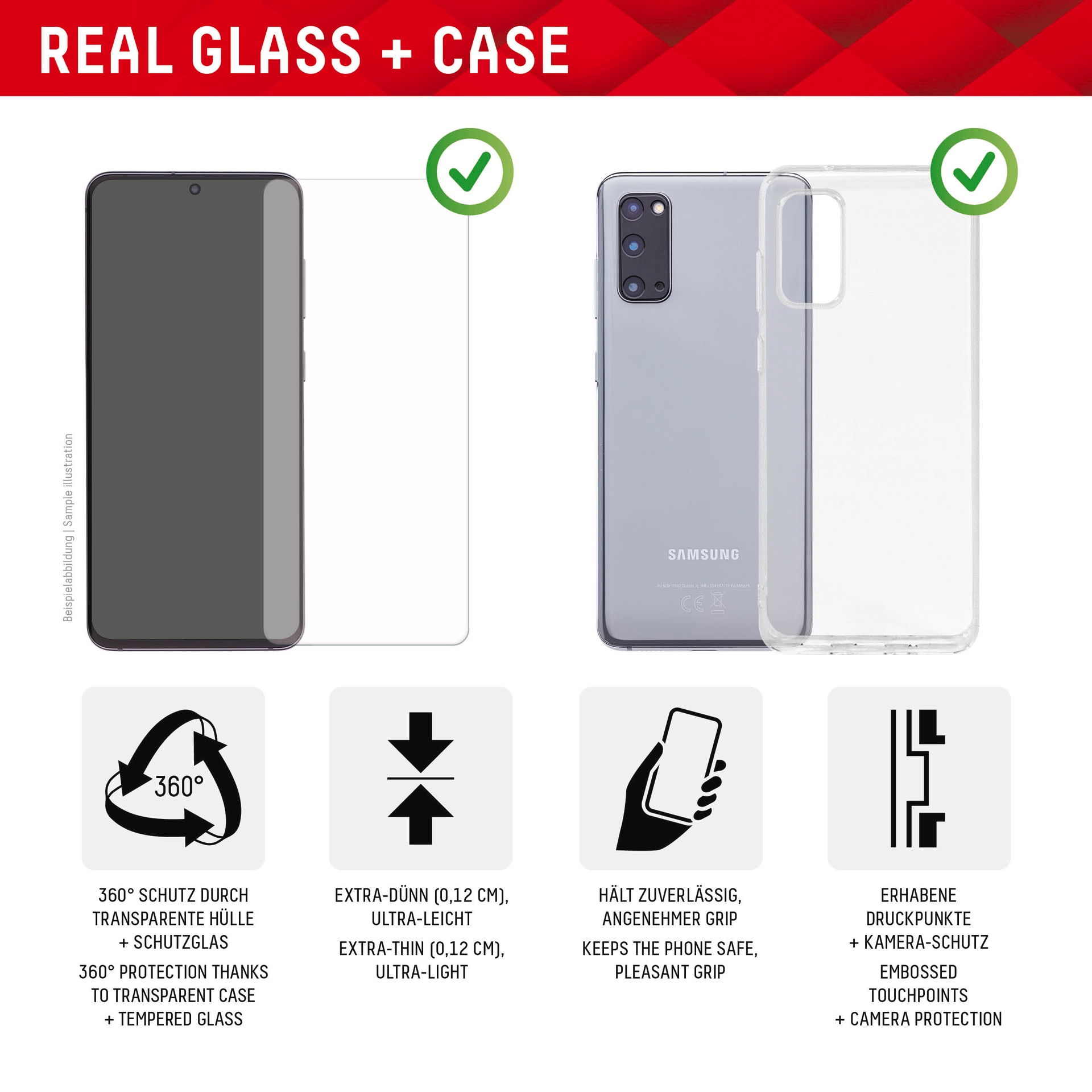 Displex Displayschutzglas »Real Glass + Case Set«, für Samsung Galaxy S23 FE, Schutzglas