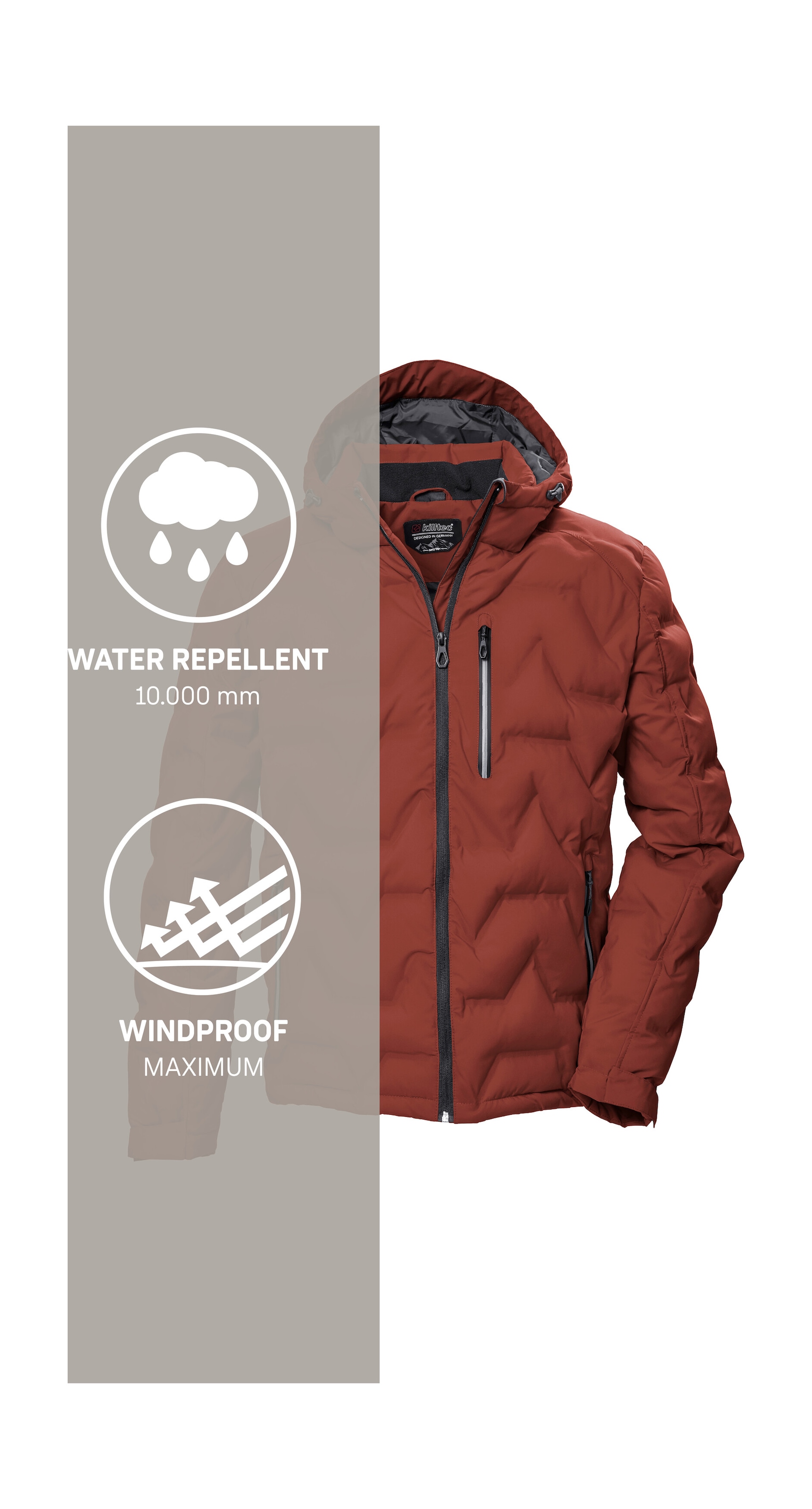 Killtec Steppjacke »KOW 60 MN QLTD JCKT«, Wasser- und windabweisend, atmungsaktiv, verstellbare Kapuze