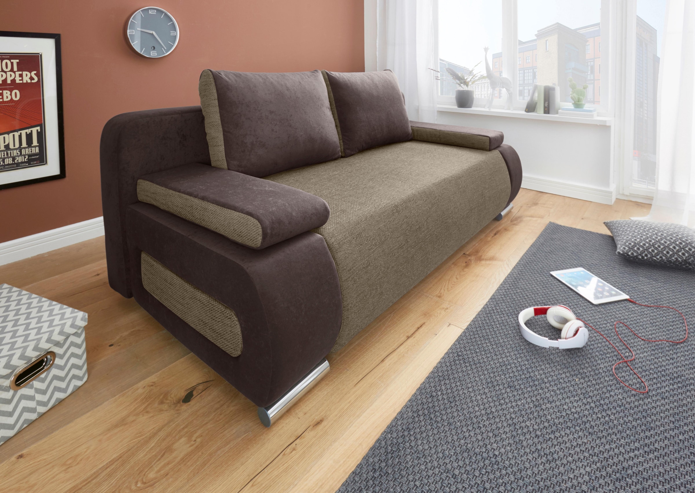 Schlafsofa Moritz, mit Bettfunktion und Bettkasten