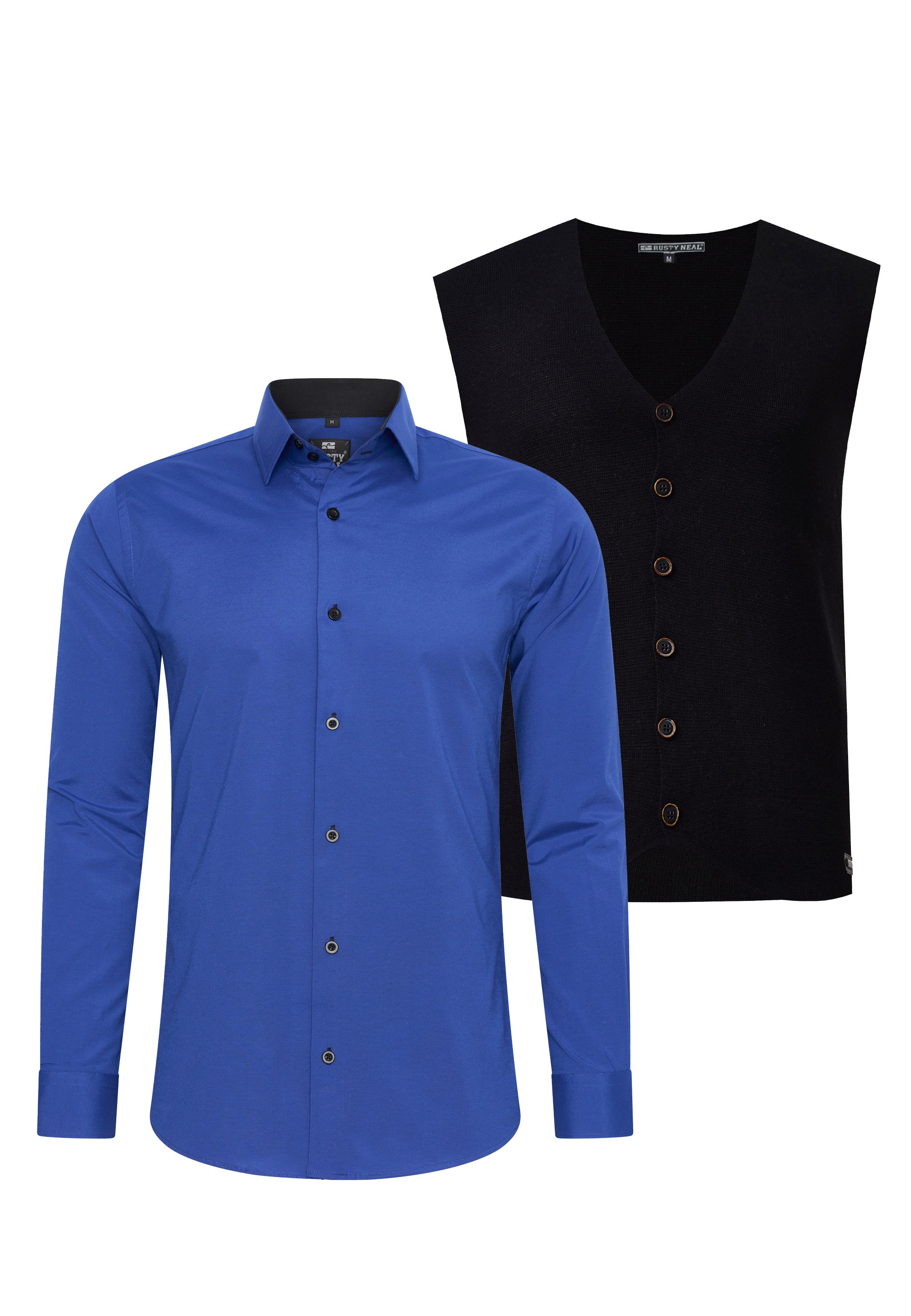 Rusty Neal Long Sleeve Shirt Blue/Black Size L 2