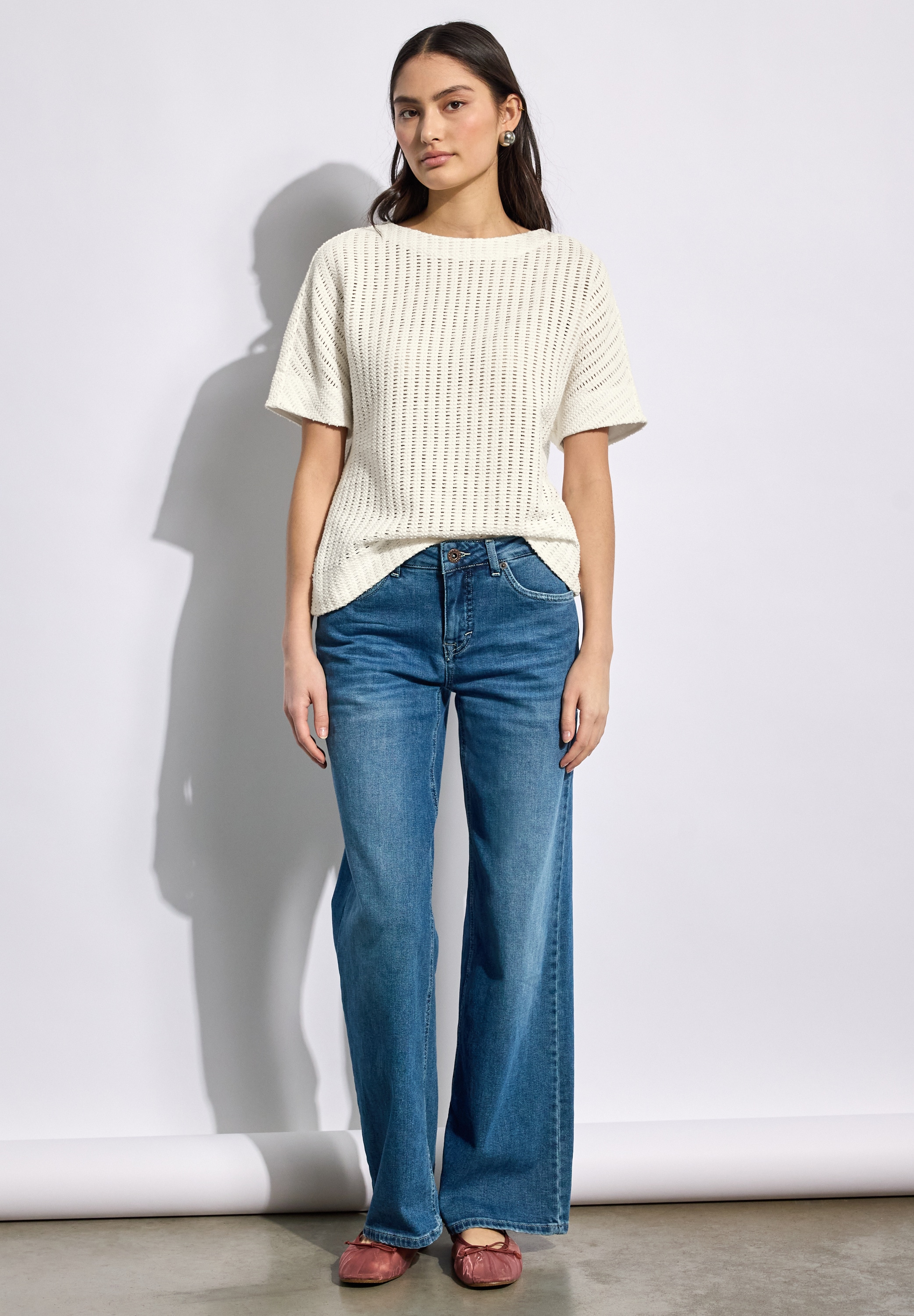 STREET ONE STUDIO T-Shirt, aus Baumwolle mit Stretchante
