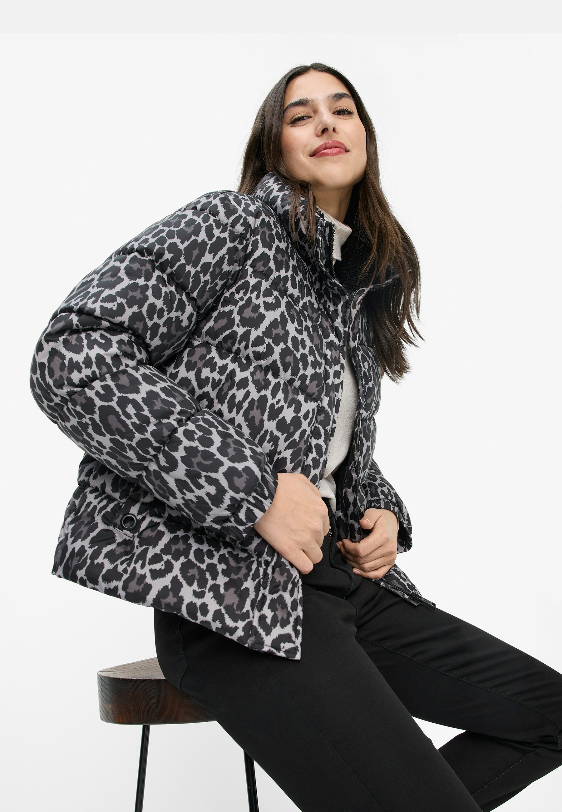 Fuchs Schmitt Steppjacke "Steppjacke" ohne Kapuze mit Animalprint günstig online kaufen