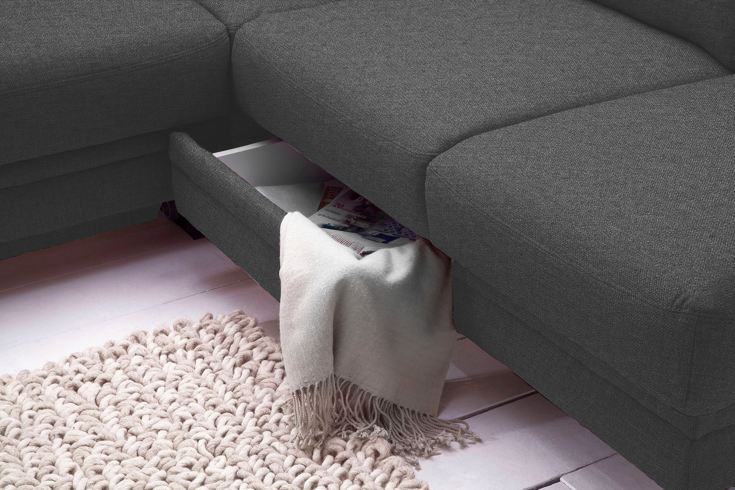 3C Carina Ecksofa »Korfu L-Form«, incl.- 1 Kopfstütze, wahlweise mit Schlafunktion und Stauraum